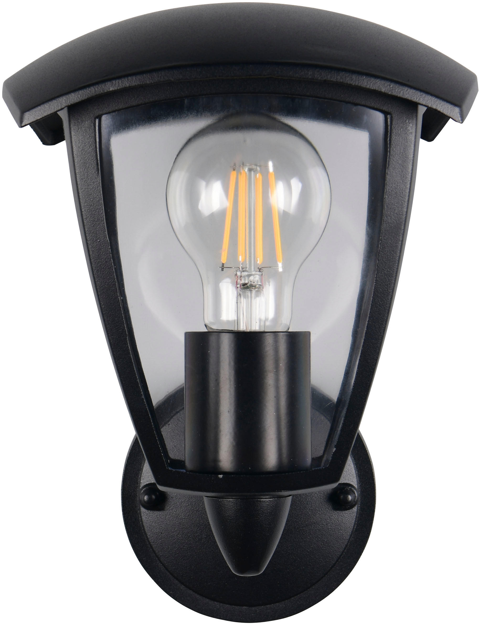 TRIO Leuchten Außen-Wandleuchte »VENTA, Laterne Hauswand Fassadenbeleuchtung, exkl 1x E27 max 10W, IP44«, 1 flammig, Leuchtmittel E27 | Leuchtmittel wechselbar, Wandlampe Laternen-Optik, aufwärts gerichtet, Schirm Kunststoff