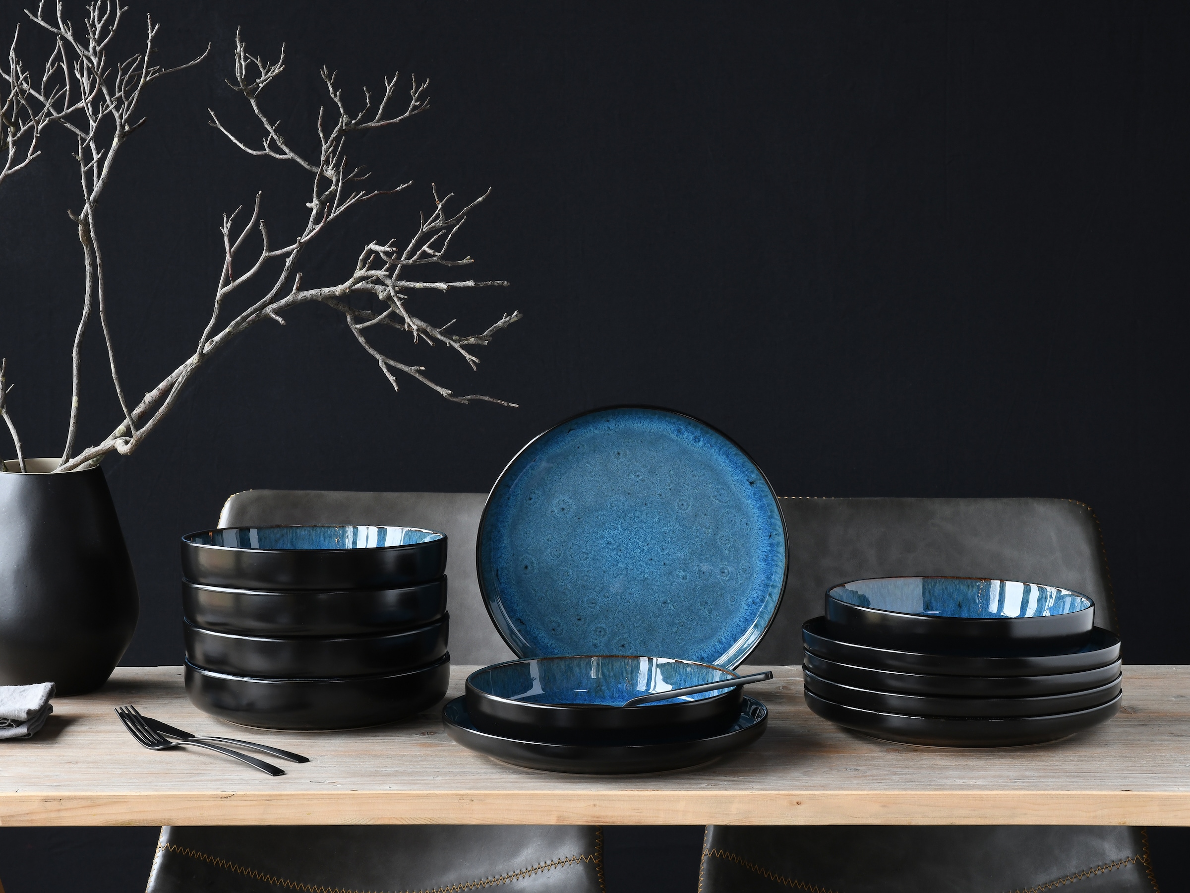 CreaTable Teller-Set »Nordic Fjord«, (Set, 12 tlg.), Tafelservice, 6 Speiseteller Ø 26 cm, 6 Suppenteller Ø 22,5 cm