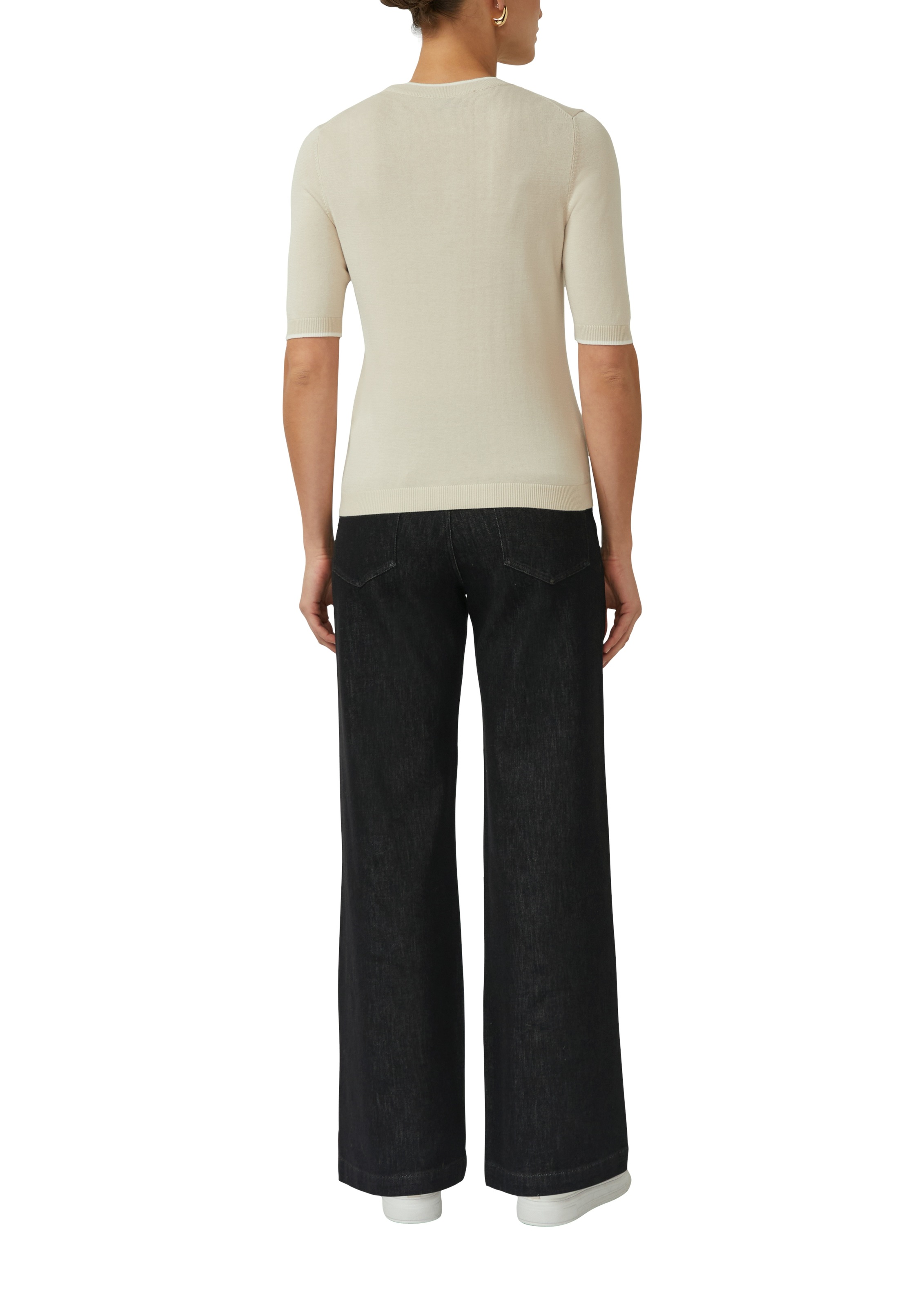 s.Oliver BLACK LABEL Rundhalspullover mit Rippbündchen