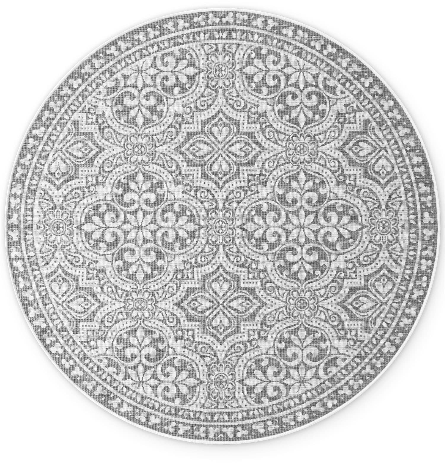 NORTHRUGS Outdoorteppich »Rosel Wendetppich«, rund, 5 mm Höhe, In und Outdoor, Flachgewebe, wetterfest, pflegeleicht, robust