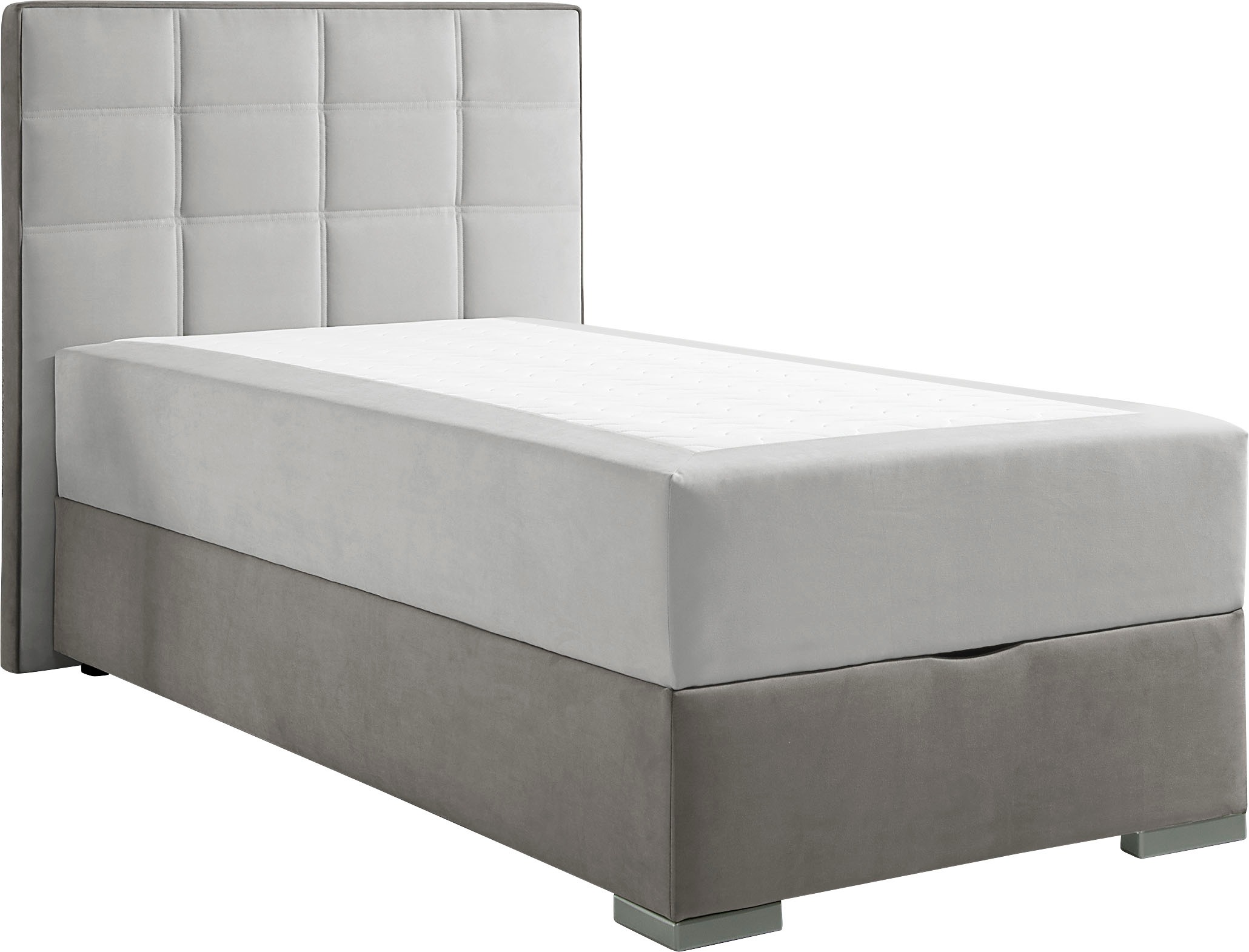 Boxspringbett MAINTAL, grau (hellgrau), L:210cm, Bezug Microfaser aus 100% Polyester, Komplettbetten, Boxspringbett, mit Bettkasten und Topper 2