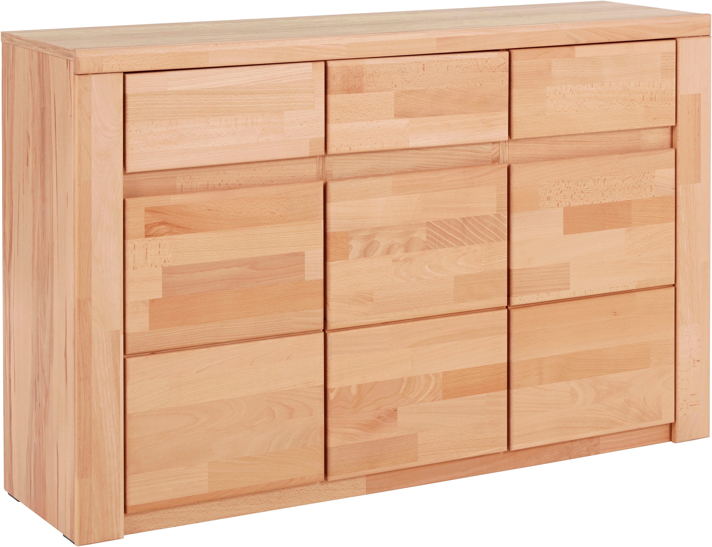 Thumbnail - Home affaire Sideboard "Burano,127cm breit, Fronten Massivholz,3 Türen,3 Schubladen,6 Fächer" Holz massiv,Holzwerkstoff,...
