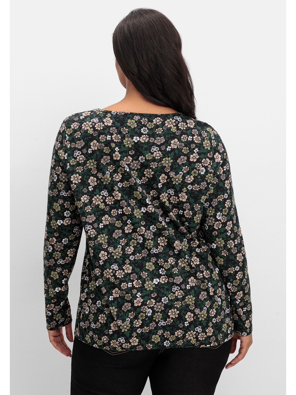 Sheego Langarmshirt »Große Größen«, mit Blümchenprint und Gummizugsaum