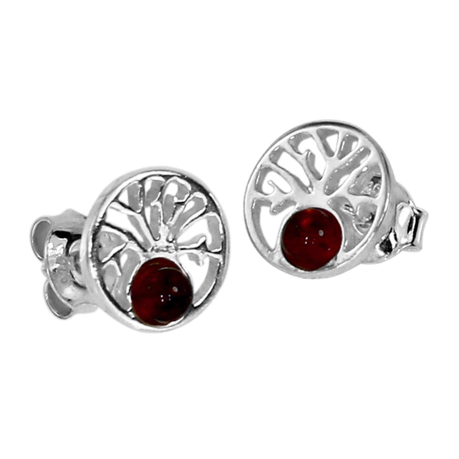 Paar Ohrstecker OSTSEE-SCHMUCK "- Lebensbaum - Silber 925/000 - Bernstein" Gr. 9, silber (silber 925, silberfarben, weiß), Ohrringe, Damen, Silber 925 (Sterlingsilber)