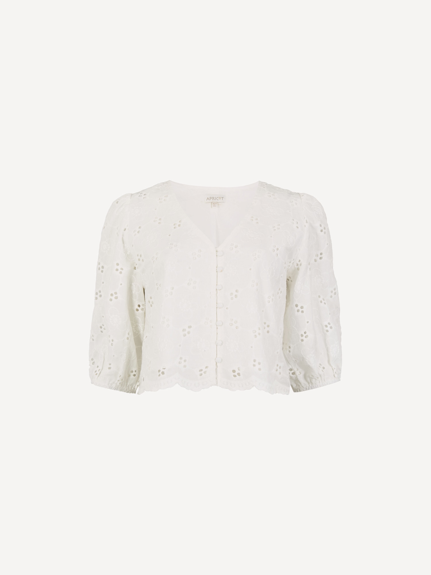 Apricot Klassische Bluse »Top mit Gänseblümchen-Broderie-Anglaise-Knöpfen« Stickerei