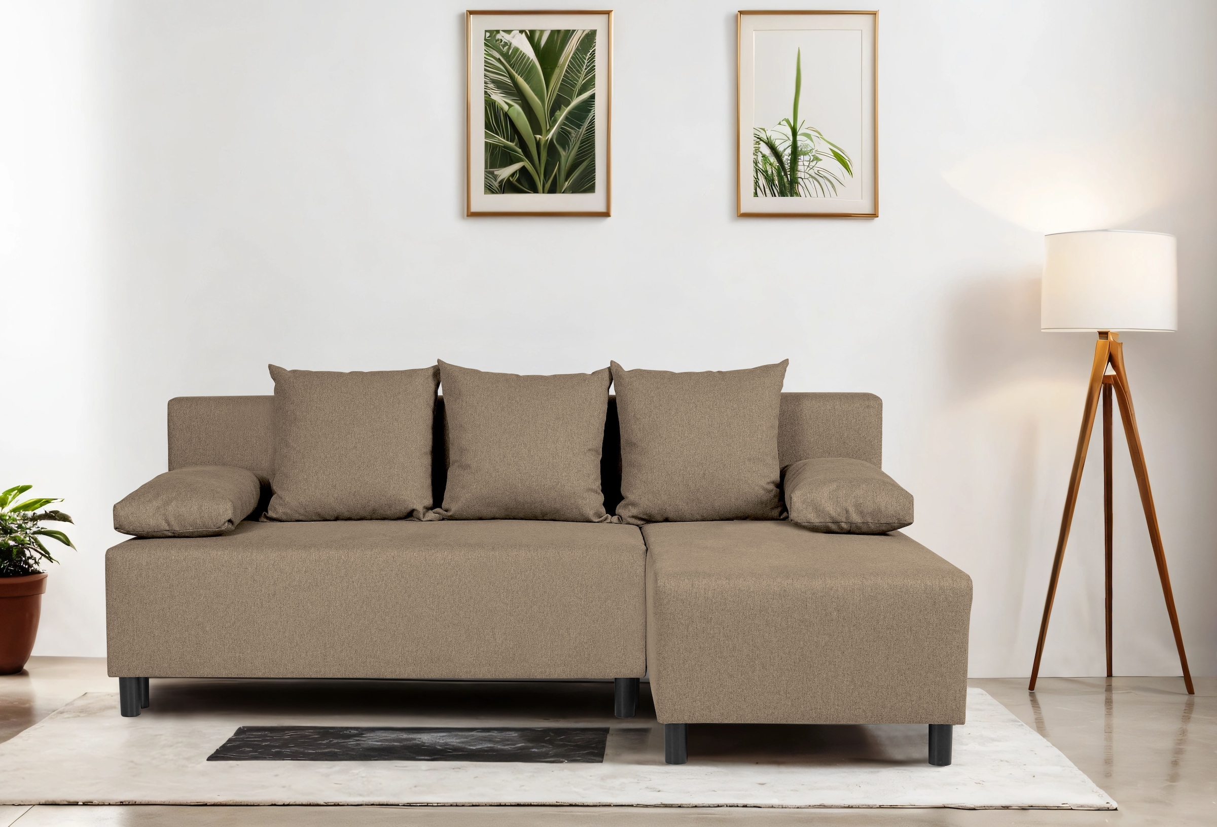 Home affaire Ecksofa "IWALANI, Schlafsofa mit Bettkasten, Recamiere beidsei günstig online kaufen