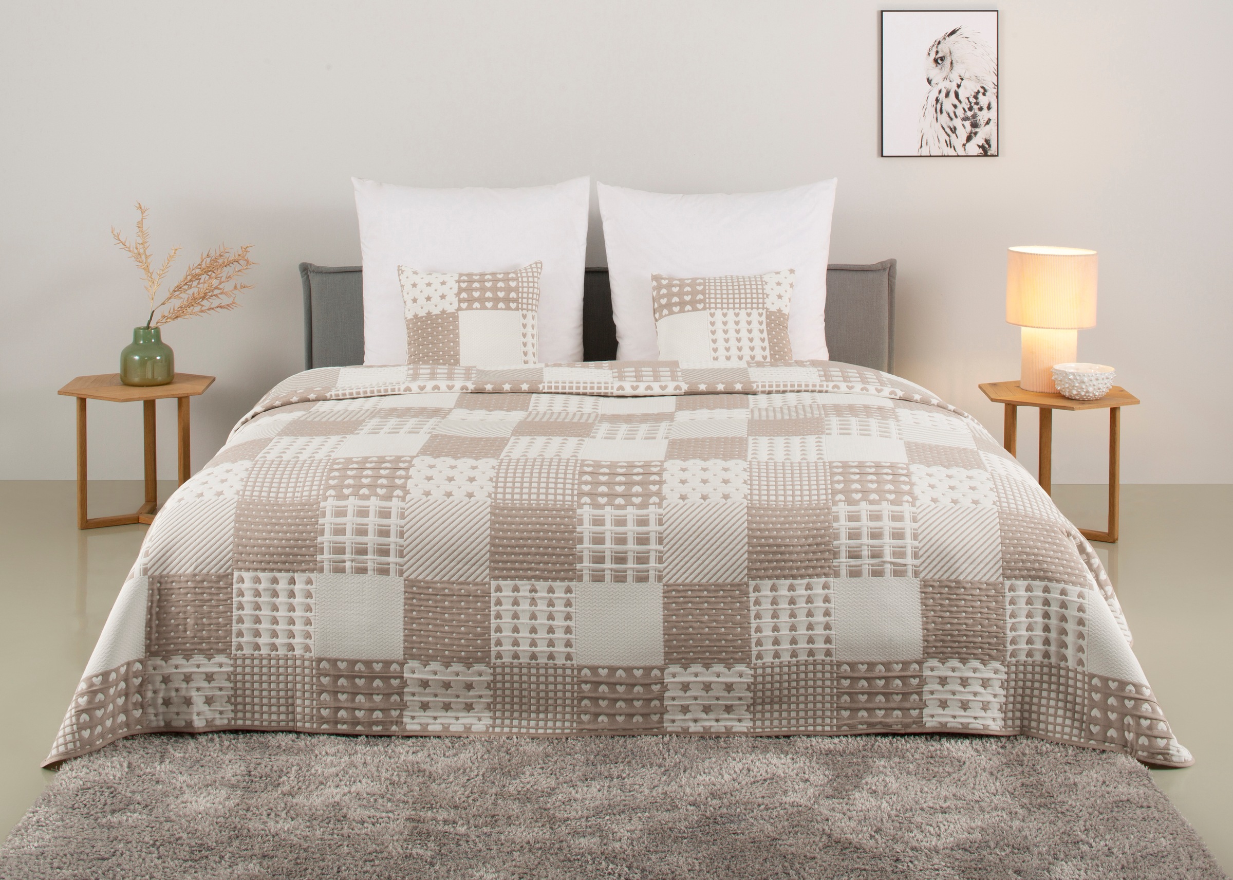 Tagesdecke OTTO HOME, B:250cm L:240cm, beige, Baumwolle, Polyester, Tagesdecken, "Gretje gesteppte Tagesdecke für Kinder, Tagesdecke im