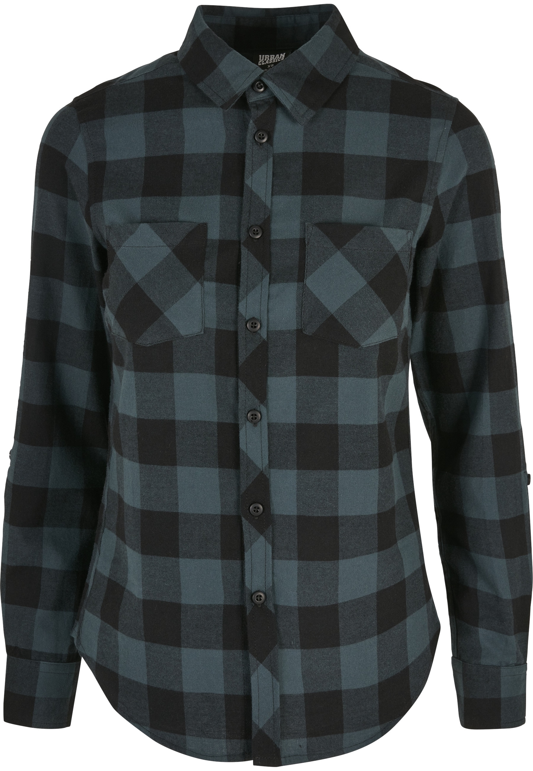 URBAN CLASSICS Langarmhemd "Urban Classics Damen Ladies Turnup Checked Flanell Shirt" 1 Stk.
