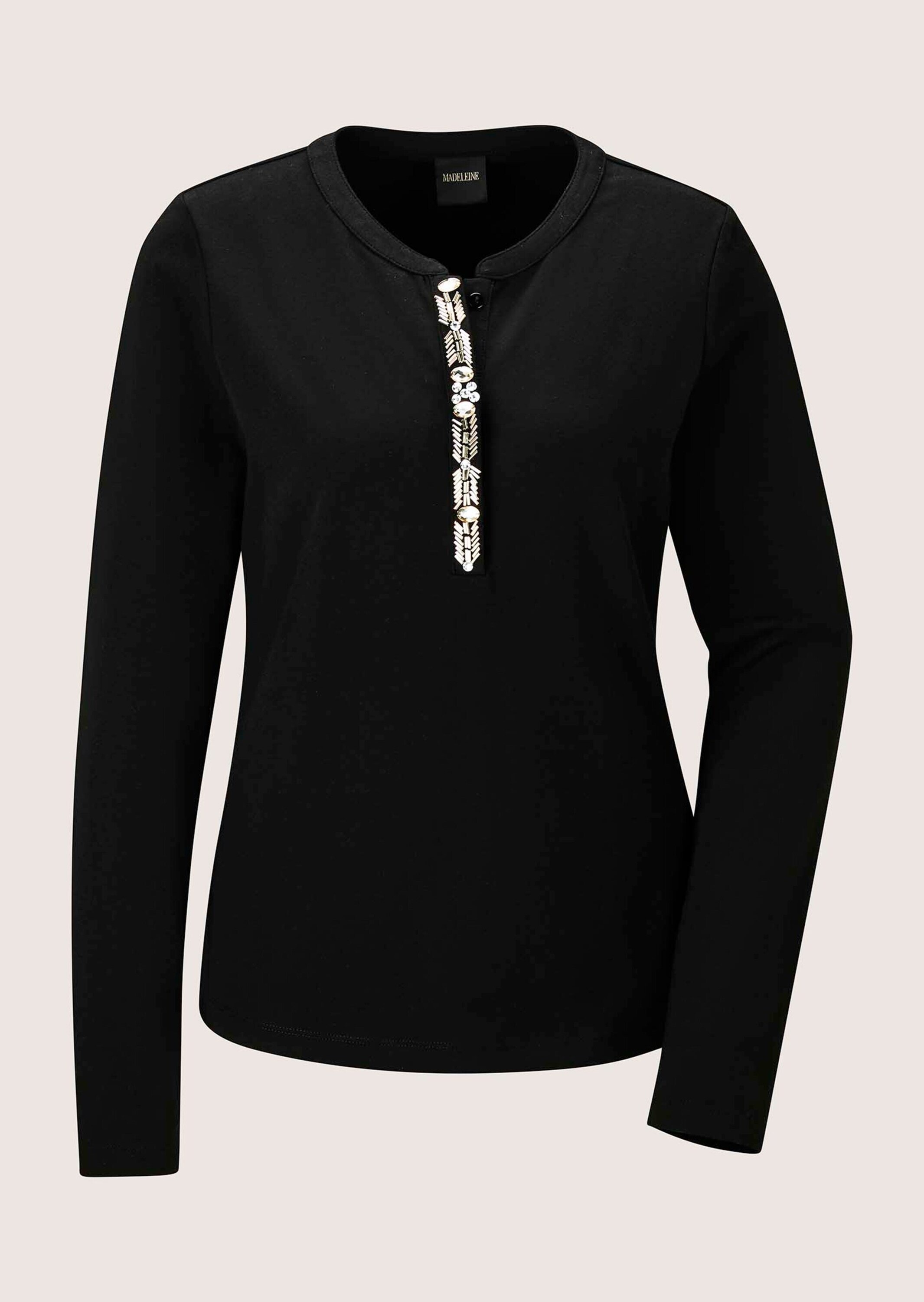 MADELEINE Langarmshirt "Blusenshirt Elegantes Shirt mit Schmucksteinen"