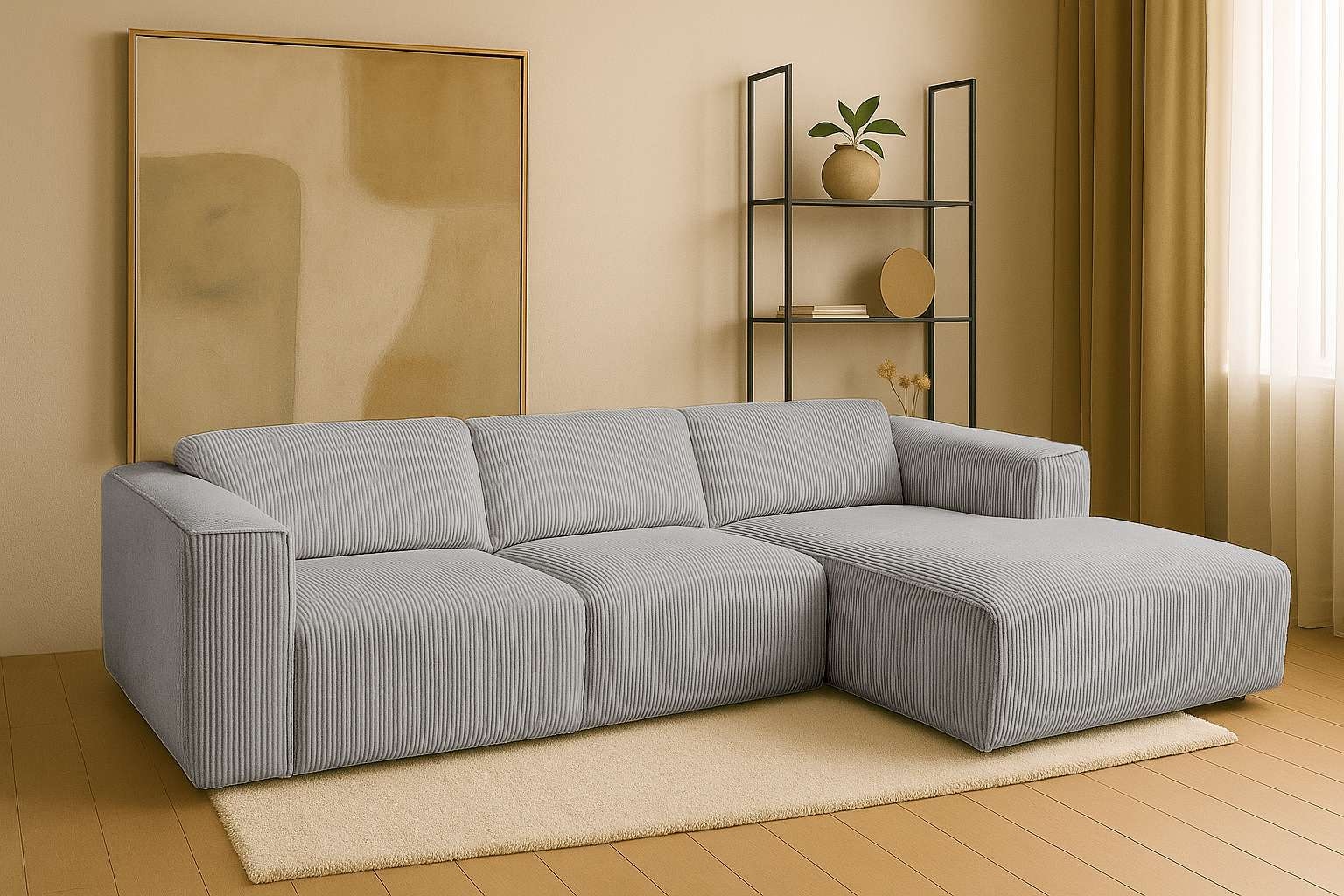 andas Ecksofa "Noord", L-Form, mit Kedernaht, Breite 281 cm, Cord, Struktur günstig online kaufen
