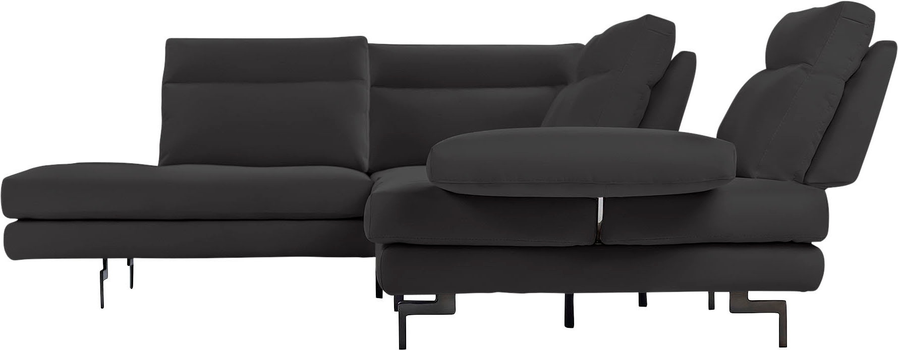 CALIA ITALIA Ecksofa »Toby Wing, L-Form, Designsofa mit sensationellem Sitzkomfort«, Sitztiefenverstellung, funktionale Ecke, Füße in schwarz matt