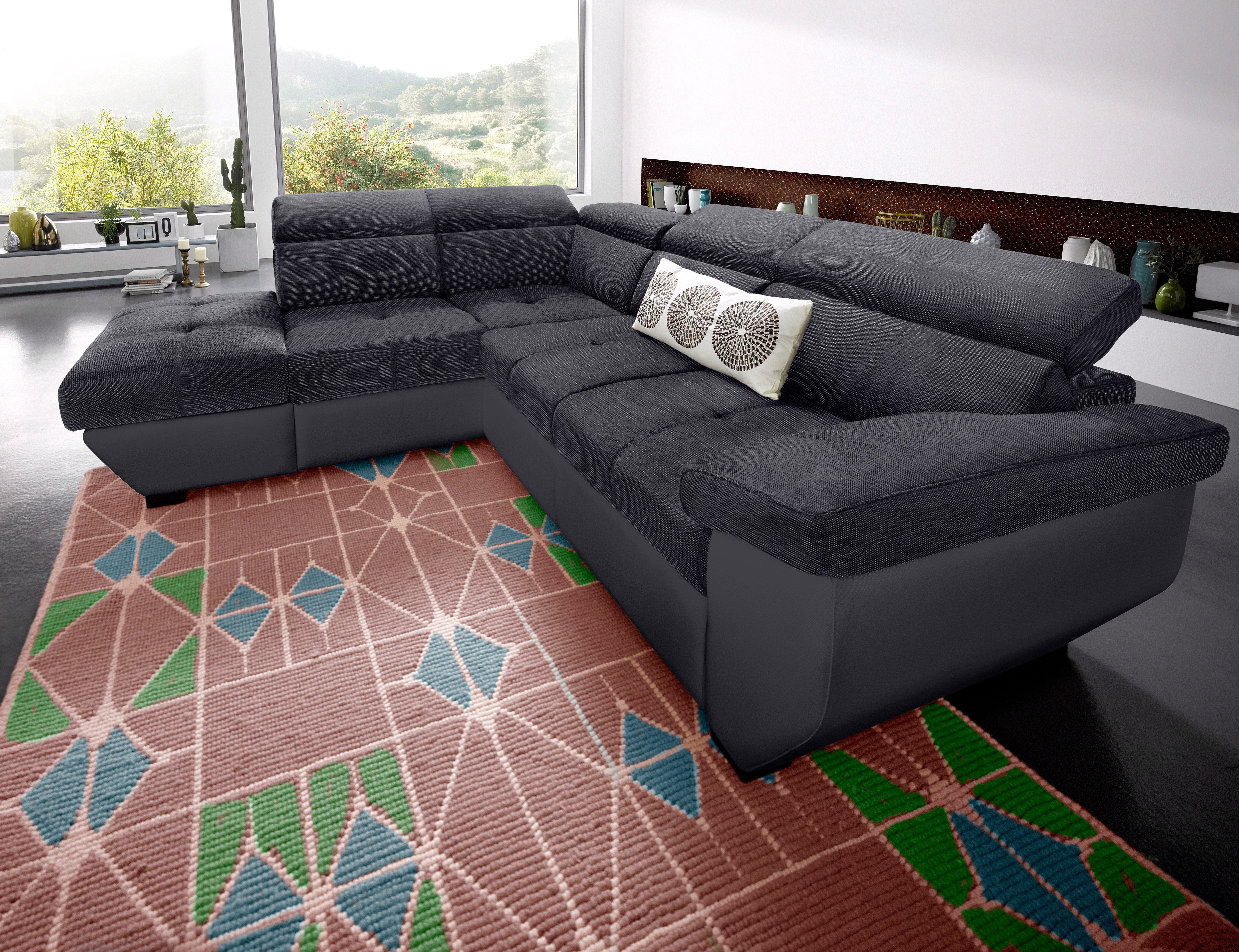 COTTA Ecksofa "Speedway L-Form, B: 262cm, moderne Couch, bequeme Wellenunterfederung," Kopfteilverstellung, optional Schlaffunktion & Bettkasten
