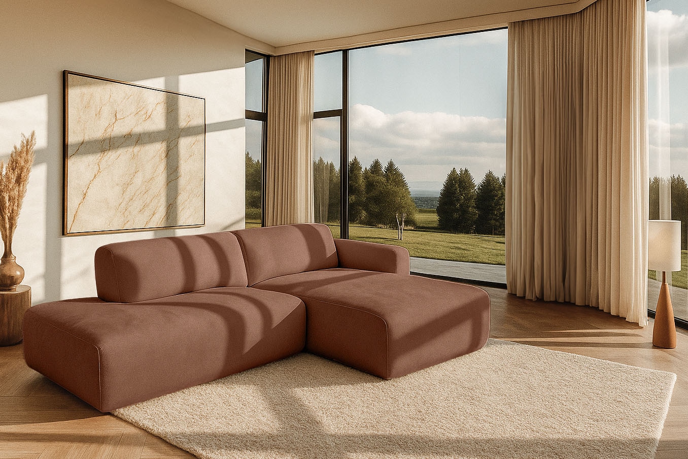 OTTO home Ecksofa "Myrland Kompaktsofa" Breite 263 cm, Chenille, Easy Clean Stoff, mit Kaltschaum