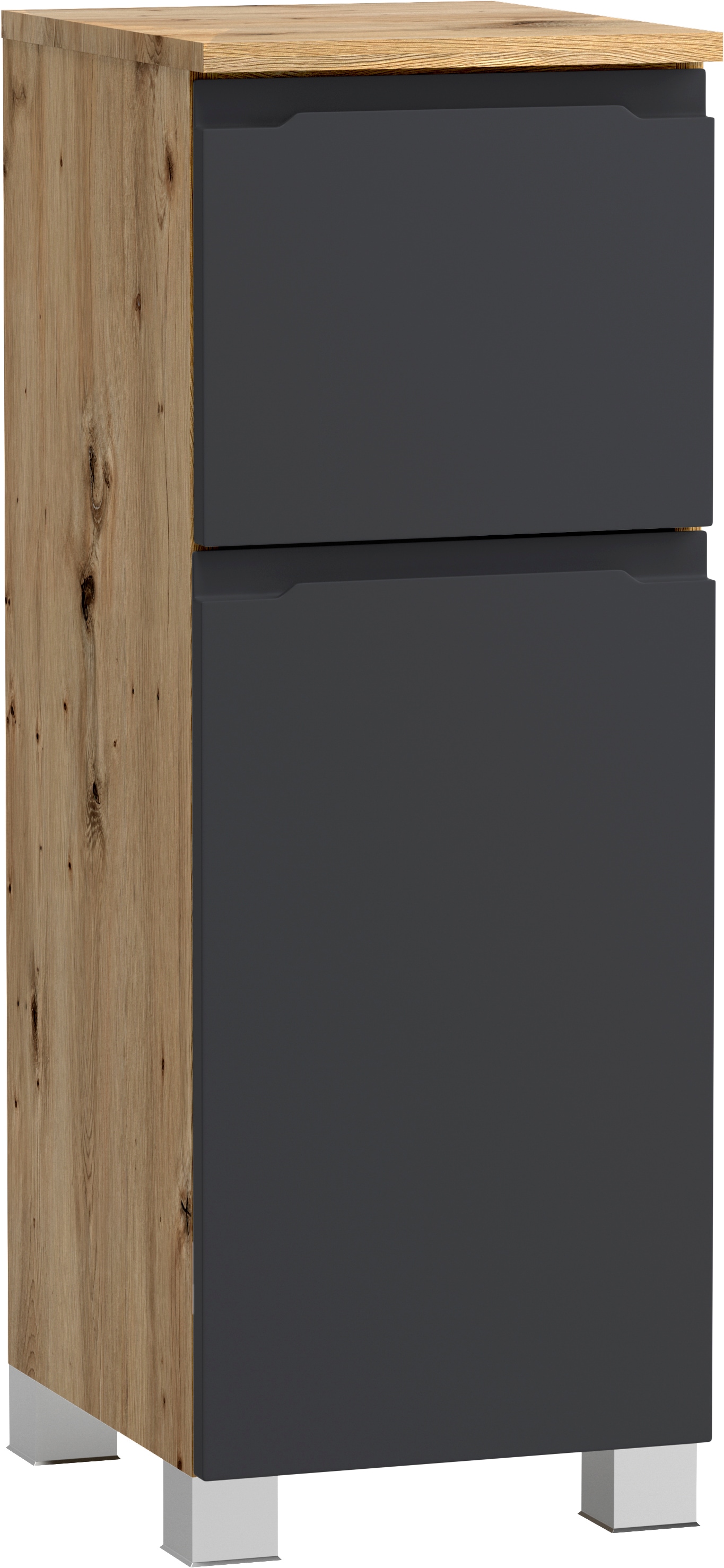 welltime Unterschrank "CABO, gedämpfte Scharniere, Softclose-Auszug" matt grau, griffloses Design, reversibel