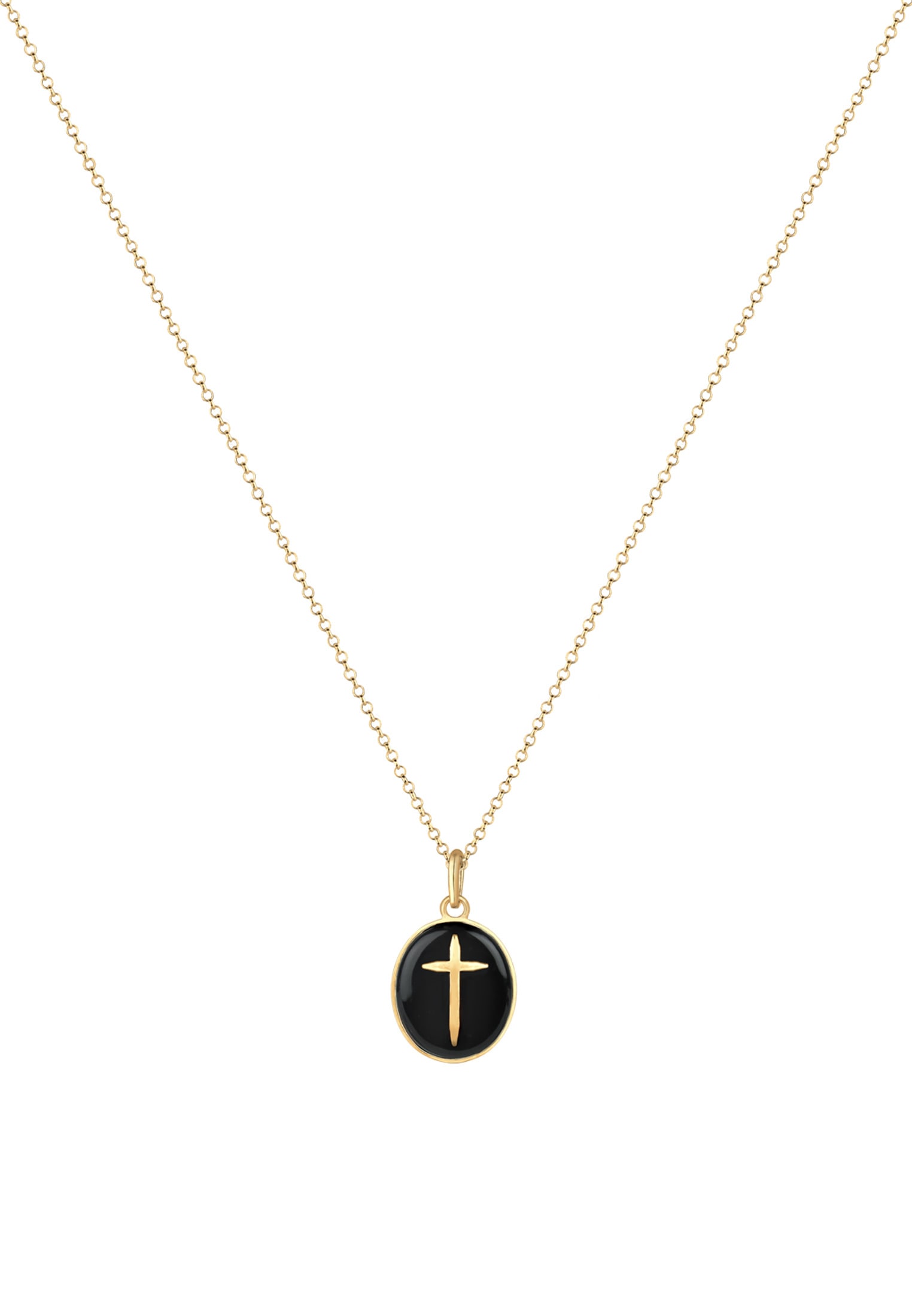 Elli Kette mit Anhänger »Erbskette Kreuz Emaille 80's 925 Sterling Silber«