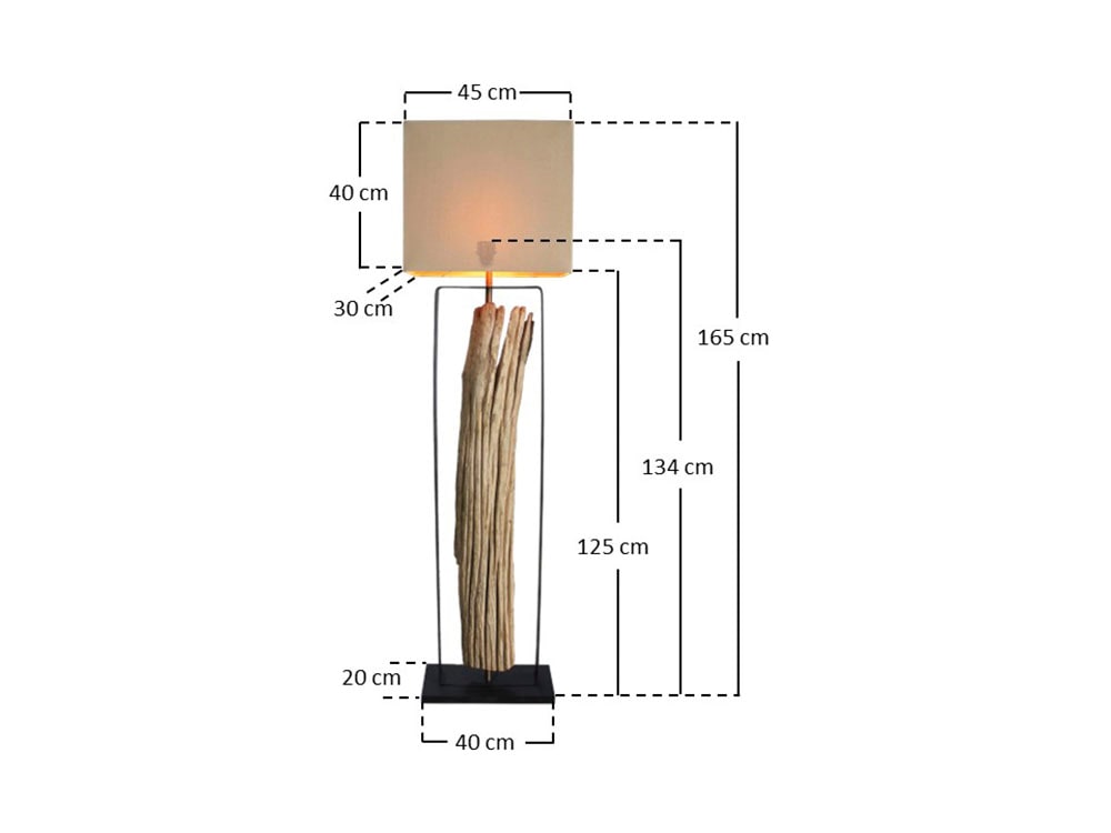 SalesFever Stehlampe »Treibholz«, 1 flammig, Leuchtmittel E27 | ohne Leuchtmittel, Schirm innen goldfarben