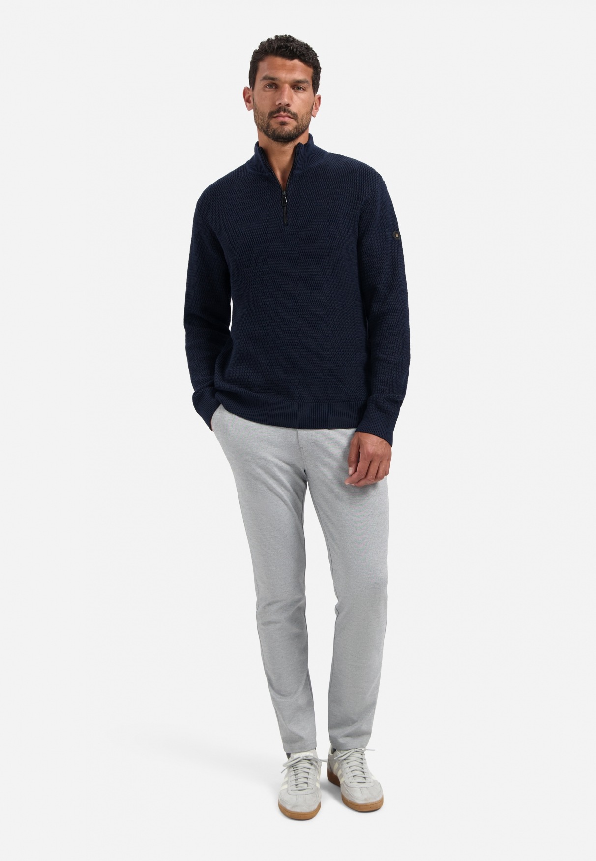 Thumbnail - NO EXCESS Stehkragenpullover "No Excess Melierter Half-Zip-Sweater"