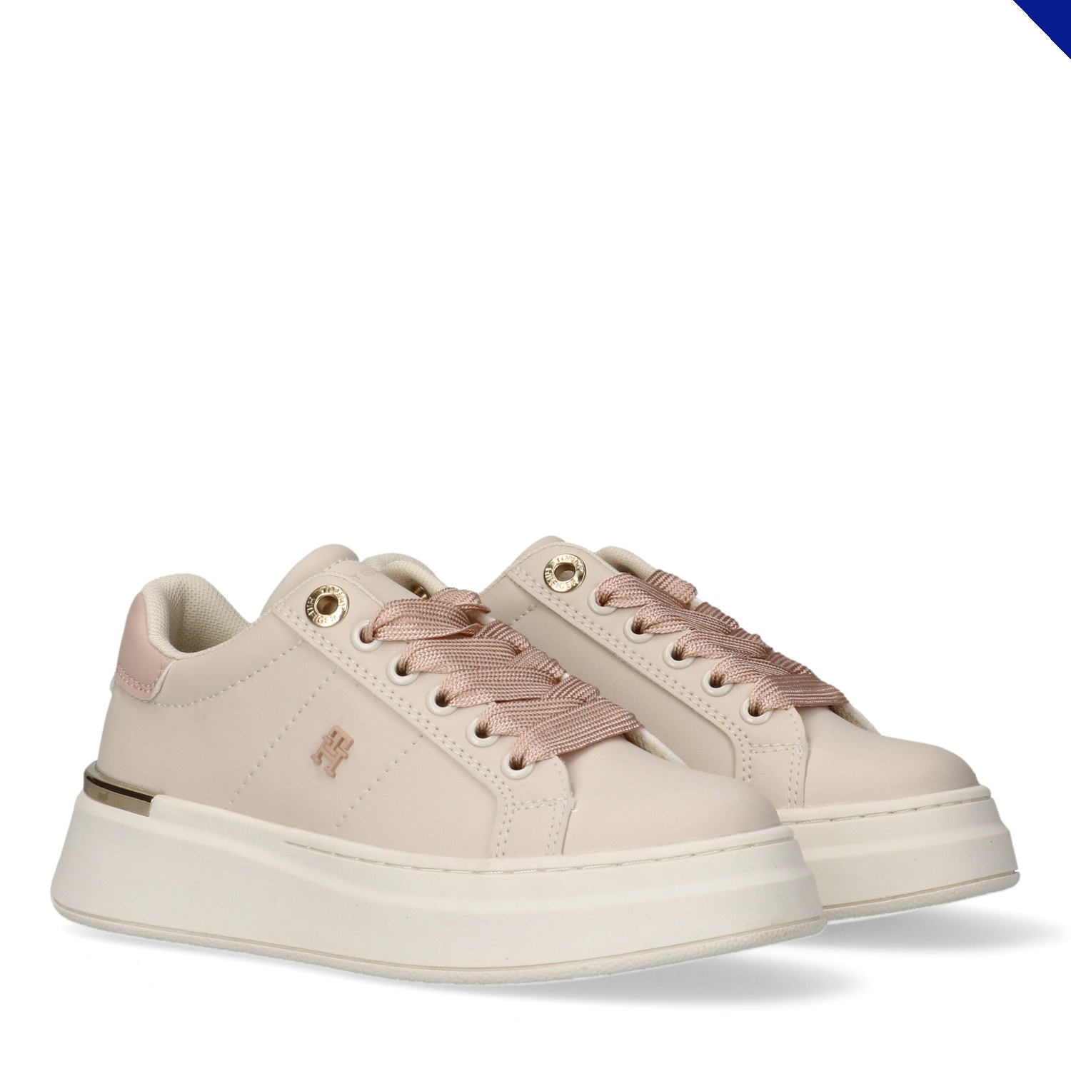 Tommy Hilfiger Sneaker Freizeitschuh, Halbschuh, Schnürer mit goldfarbenen günstig online kaufen