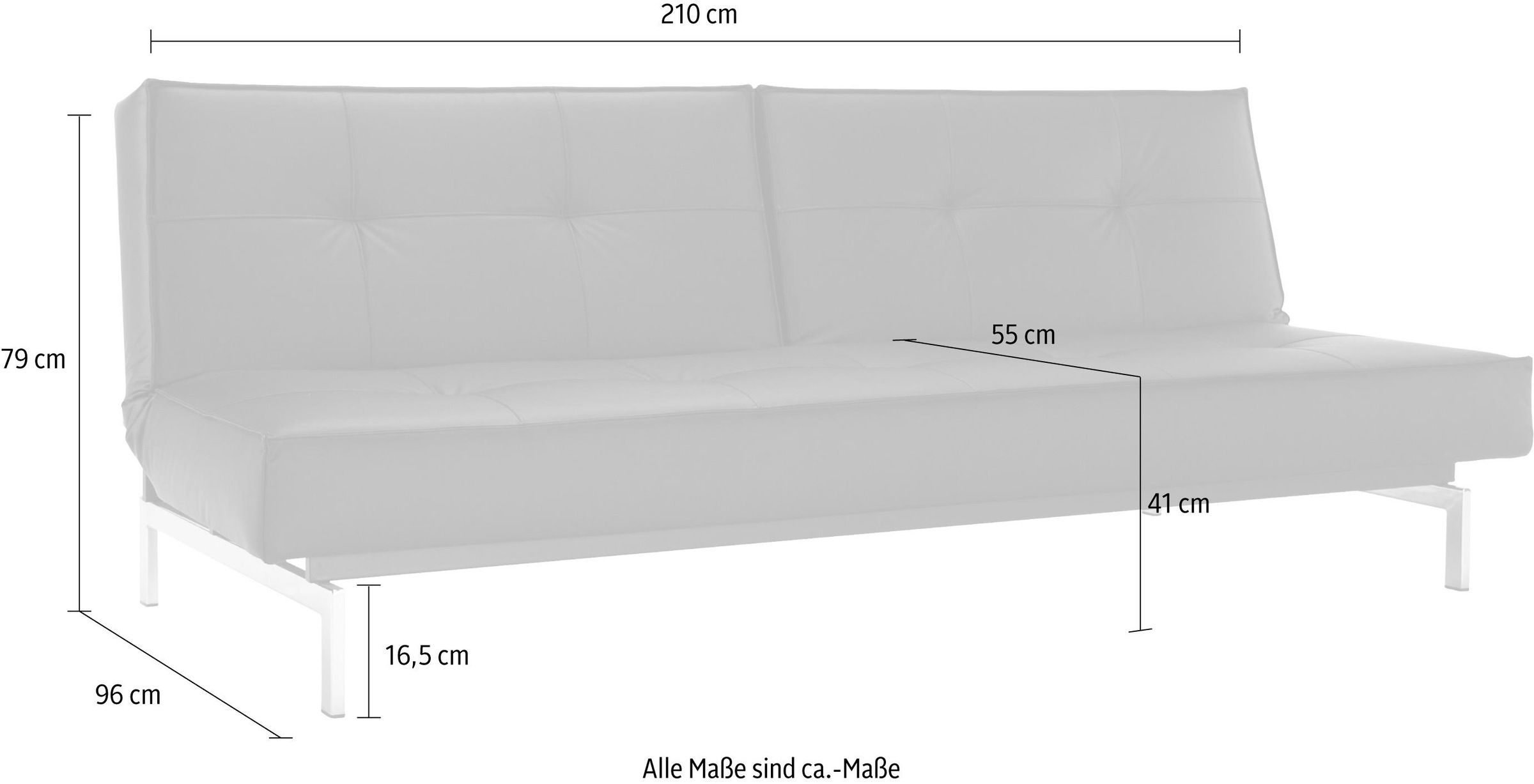 in ™ kaufen chromglänzenden BAUR LIVING INNOVATION »Splitback«, skandinavischen Schlafsofa | Design mit Beinen,