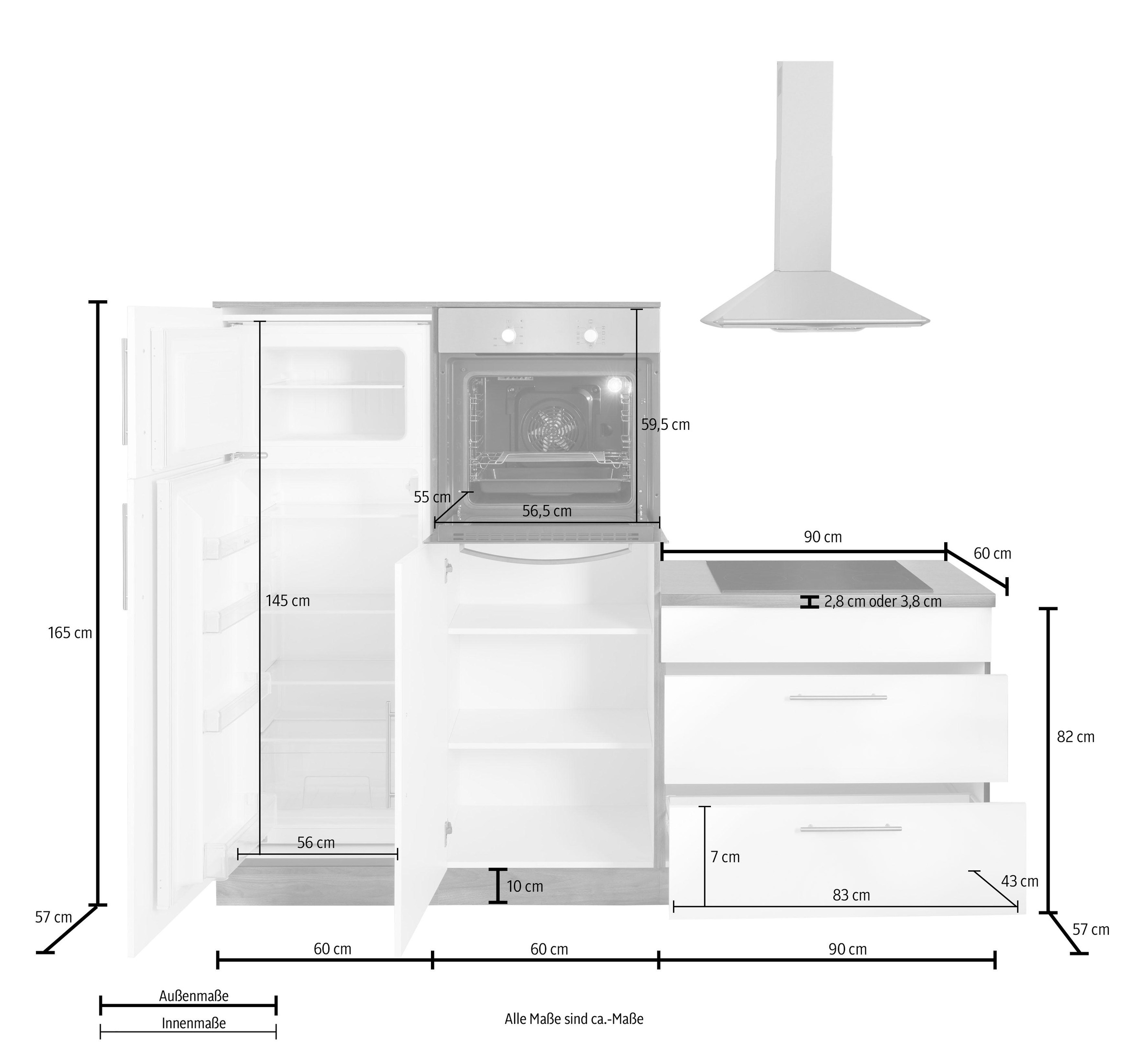 Black Friday wiho Küchen Winkelküche »Aachen«, mit E-Geräten, Stellbreite  270 x 220 cm | BAUR