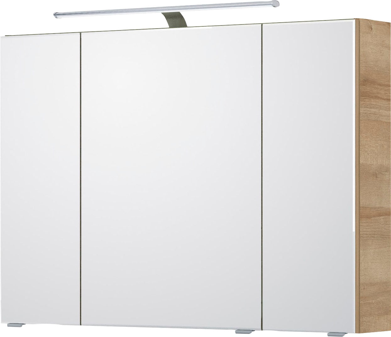 Saphir Spiegelschrank »6005 Sprint Badschrank, 3 Spiegeltüren, 6 Einlegeböden, 98 cm breit«, inkl. LED-Beleuchtung, Türdämpfer, Schalter-/Steckdosenkombination