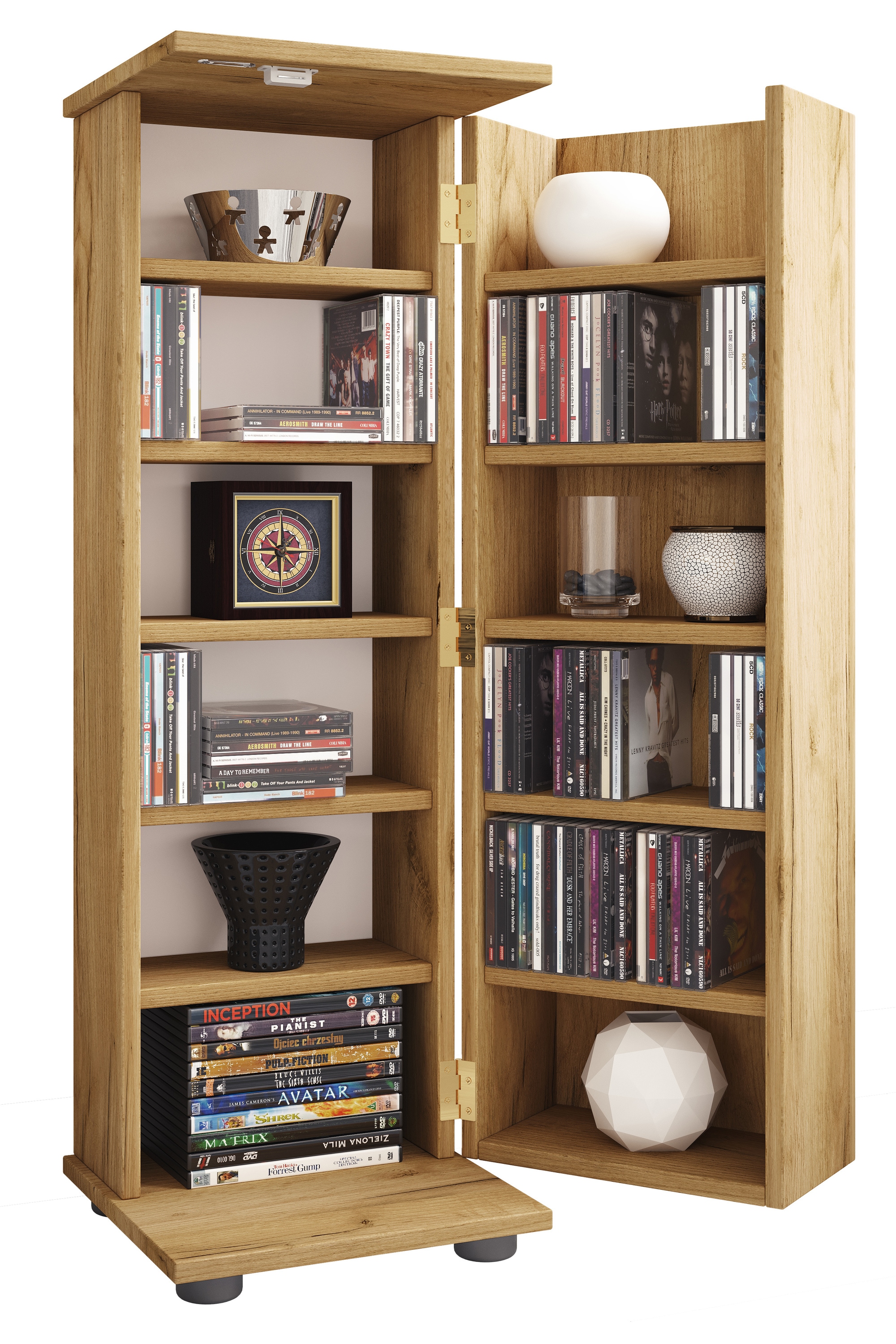 Vcm Honig Eiche Media-Regal "Holz Schrank Cd Dvd Regal Abschließbar Engalo L" 1 Stk. Tlg. von Baur