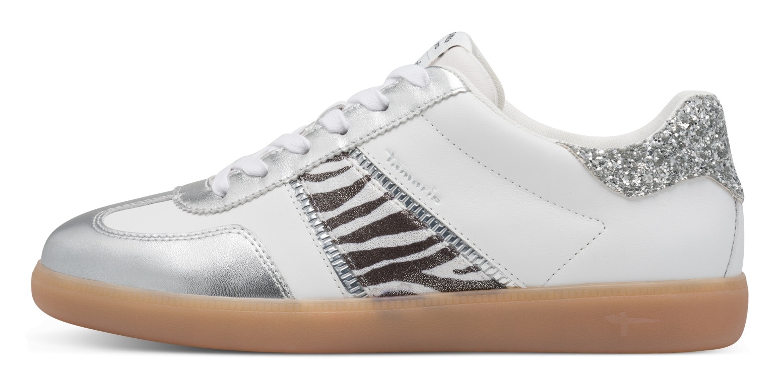 Tamaris Plateausneaker, Freizeitschuh, Halbschuh, Schnürschuh mit Glitter an der Ferse