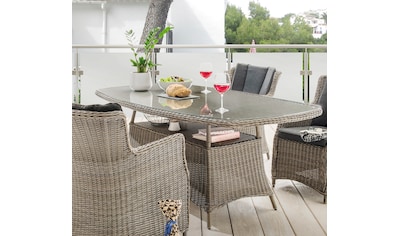 Gartentisch »LUNA«, Polyrattan, oval 200x100x75cm, mit aufgelegter Glasplatte