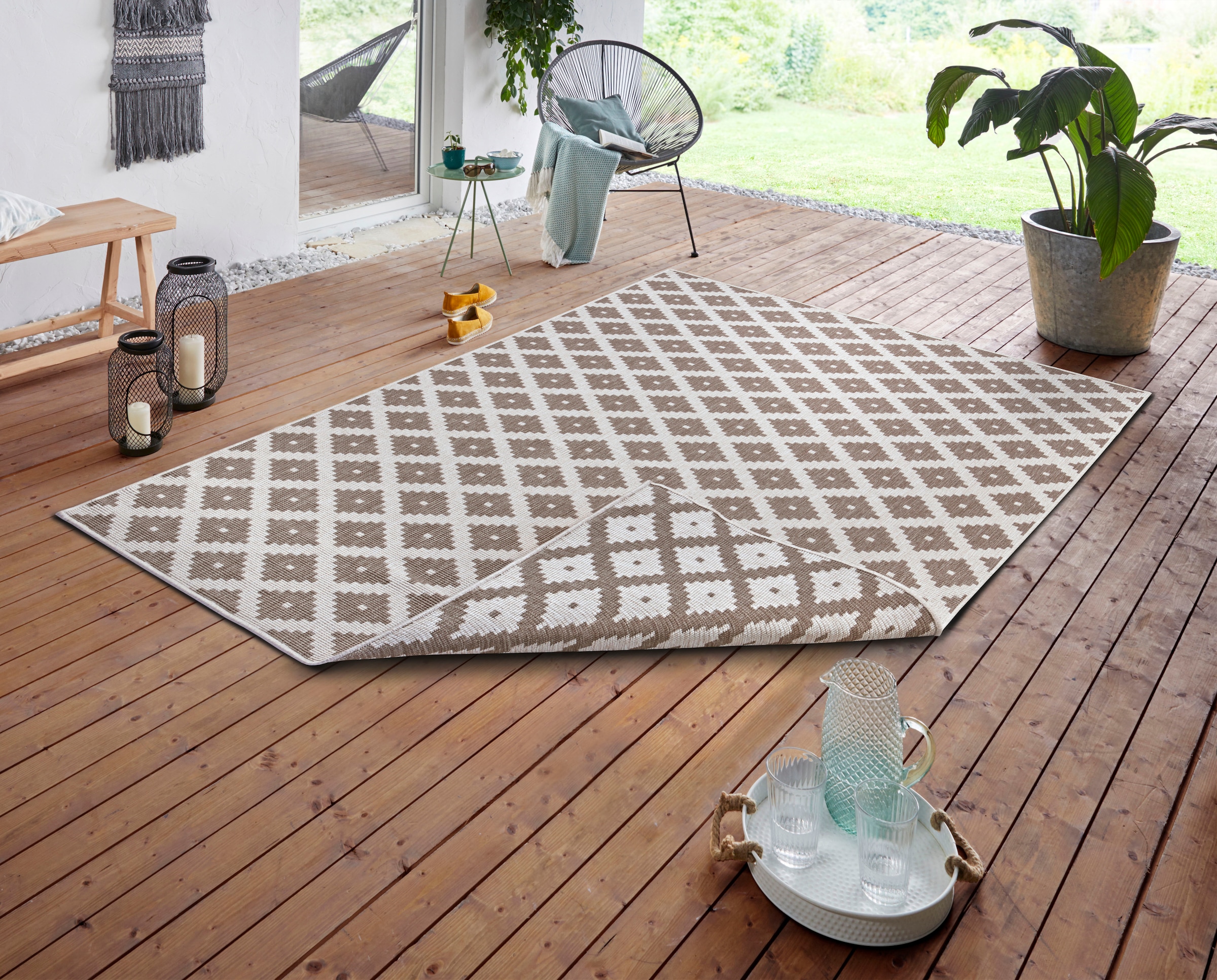 NORTHRUGS Teppich »Nizza«, rechteckig, In-& Outdoor, Wetterfest, Balkon, Garten, Wohnzimmer, Wasserfest