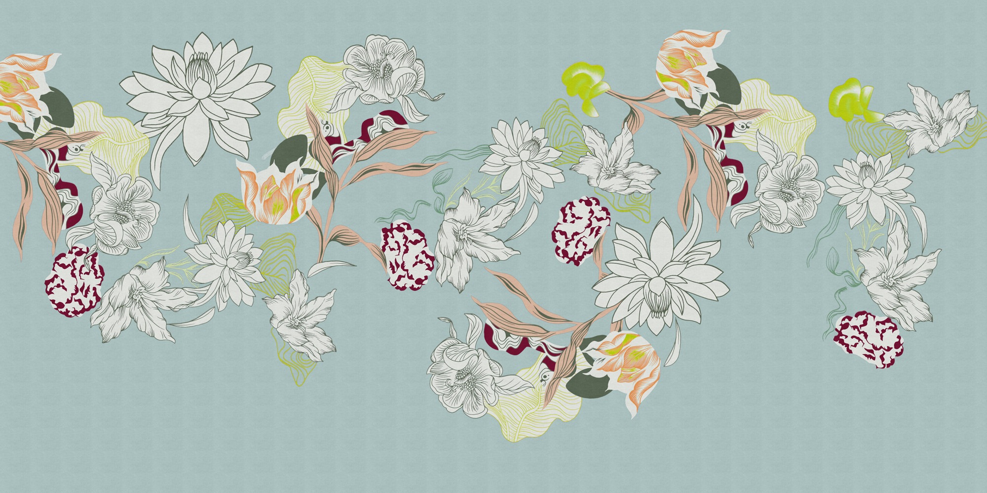 living walls Vliestapete »Florale Mustertapete Fototapete Blumen modern« matt glatt