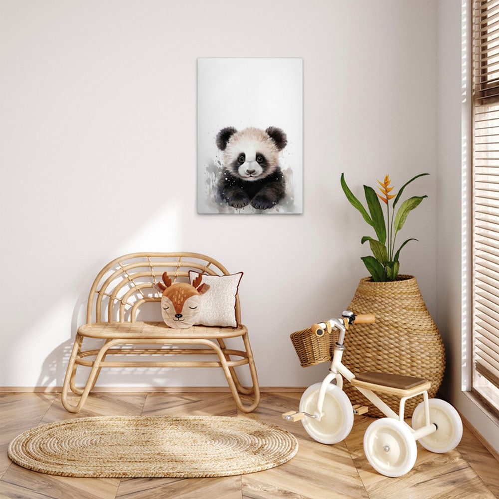 A.S. Création Leinwandbild "Baby Panda - Wandbild Schwarz Weiß Grau Keilrah günstig online kaufen