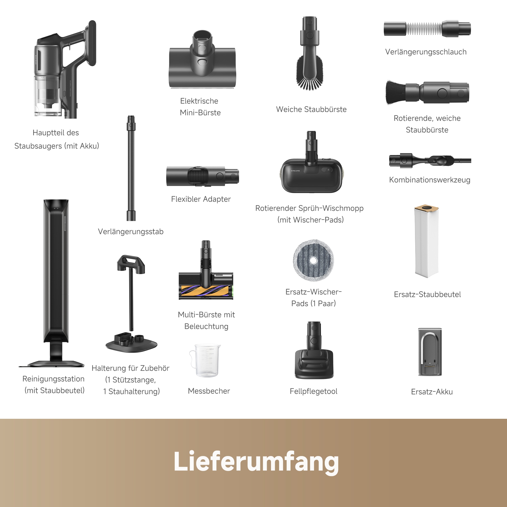 Dreame Akku-Handstaubsauger »Dreame Z40 Station mit Absaugstation und 28.000 Pa Saugkraft«, Nasswischfunktion, vielseitige Aufsätze, automatische Entleerung