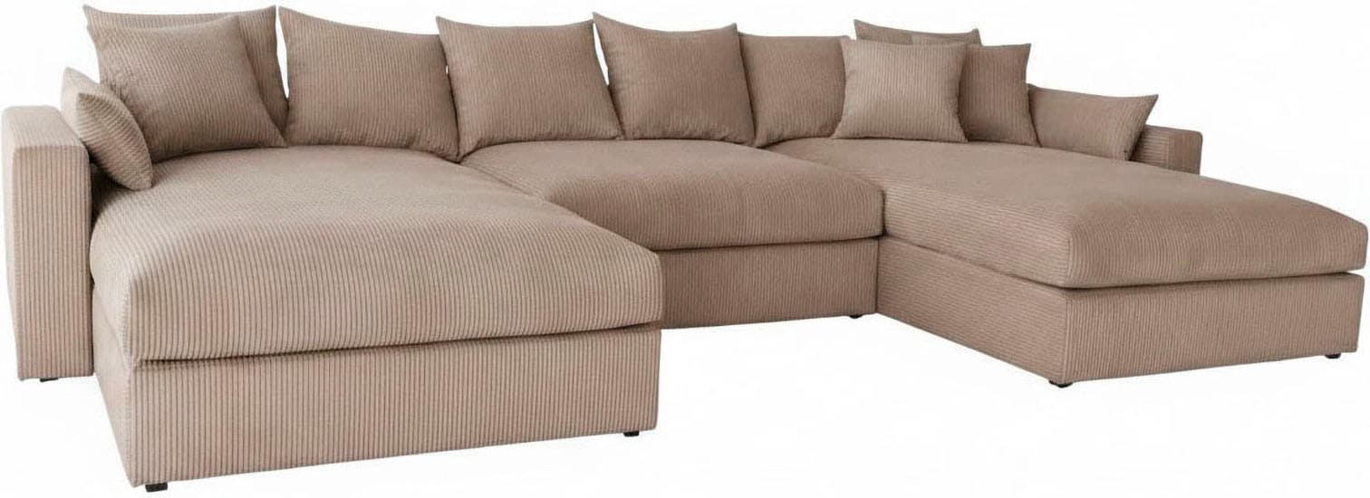 OTTO home Wohnlandschaft »Cosy Lounge U-Form, Breite 385 cm« Mega-Sofa mit Cordstoff bezogen, mit Federkern & 5 Zierkissen