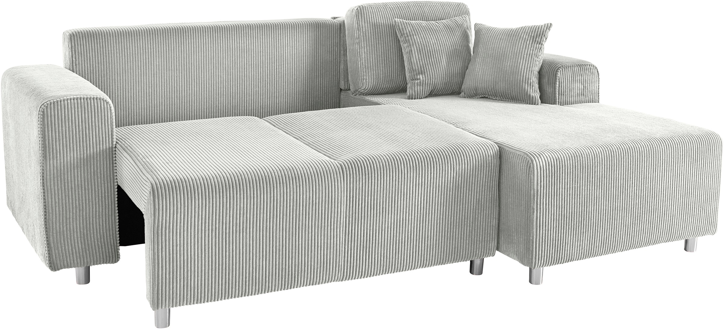 Home affaire Ecksofa »Györ«, L-Form, wahlweise mit Bettfunktion und Bettkasten incl. 2 Zierkissen
