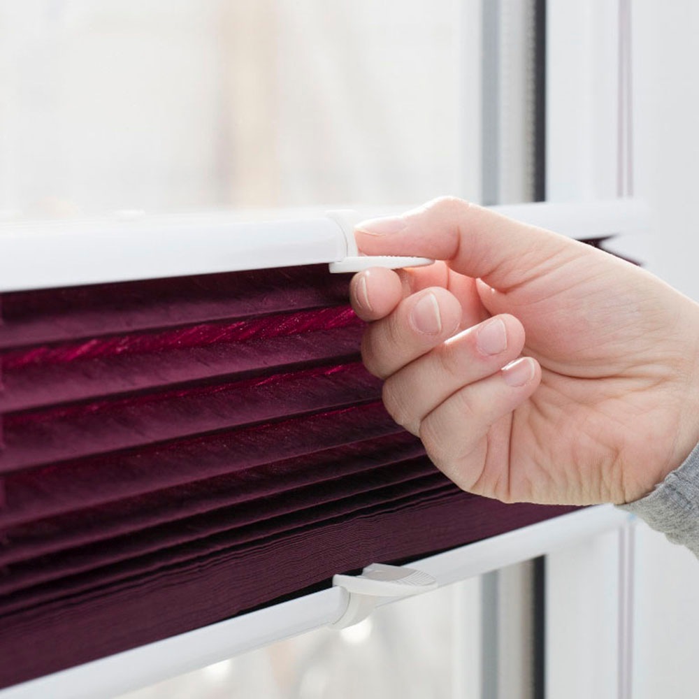 Thumbnail - K-HOME Plissee "Klemmfix Pisa" Lichtschutz ohne Bohren verspannt Crushed-Optik