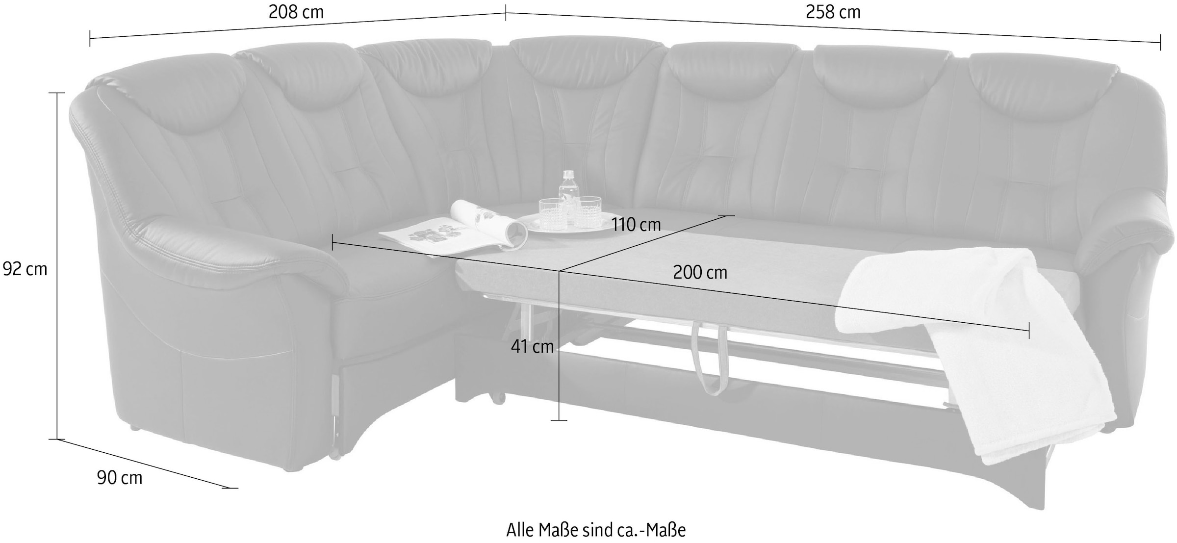 exxpo - sofa fashion Ecksofa »Isabel, klassisch moderne hohe Rückenlehne für mehr Komfort, L-Form«, bequemer Federkern, wahlweise mit Bettfunktion und Bettkasten