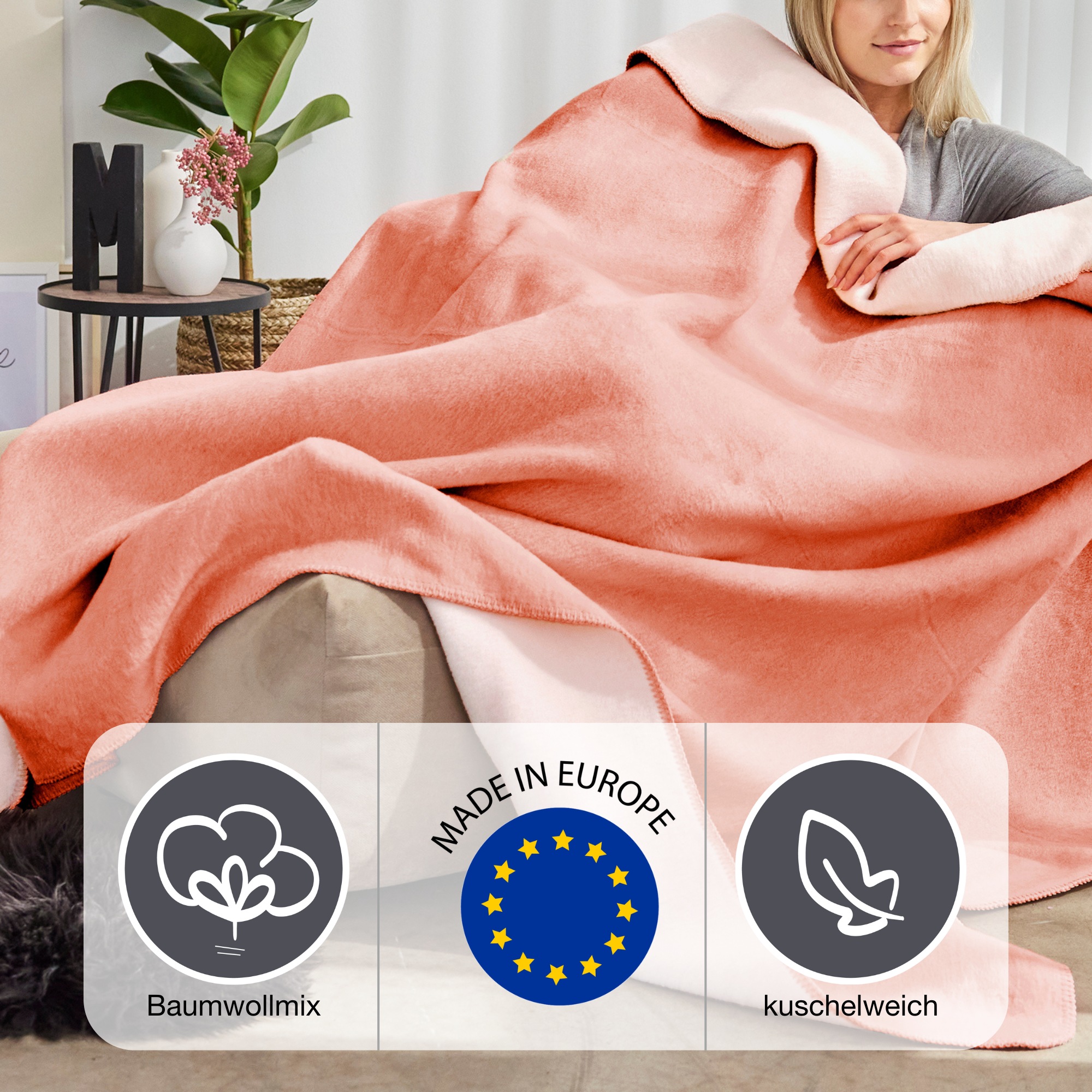 IBENA Wohndecke "Wohndecke Doubleface Dublin" in trendigen Farben günstig online kaufen