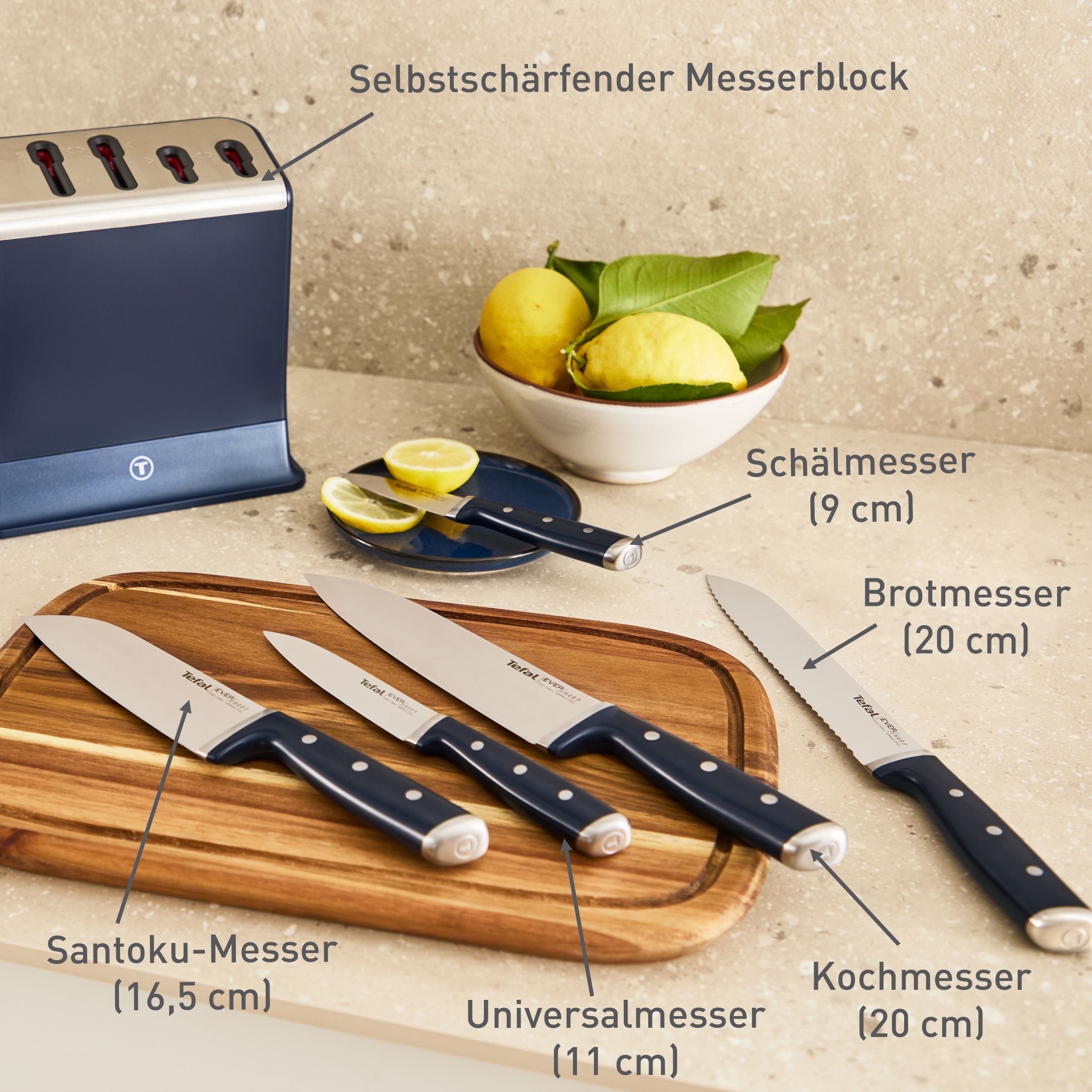Tefal Messer-Set »EverSharp Pro« selbstschärfender Messerblock, Klinge aus deutschem Edelstahl