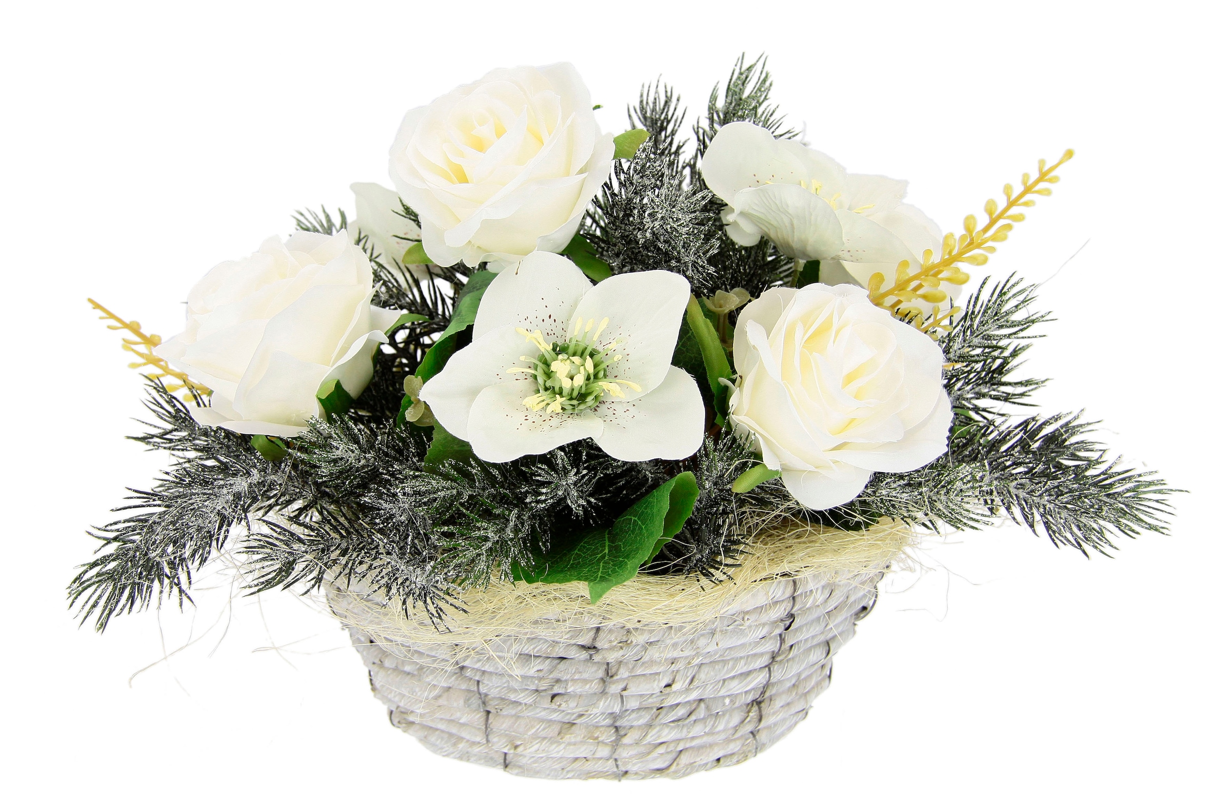 I.GE.A. Kunstblume »Arrangement«, Rosen und | Blumengesteck Christrose bestellen BAUR Korb, im