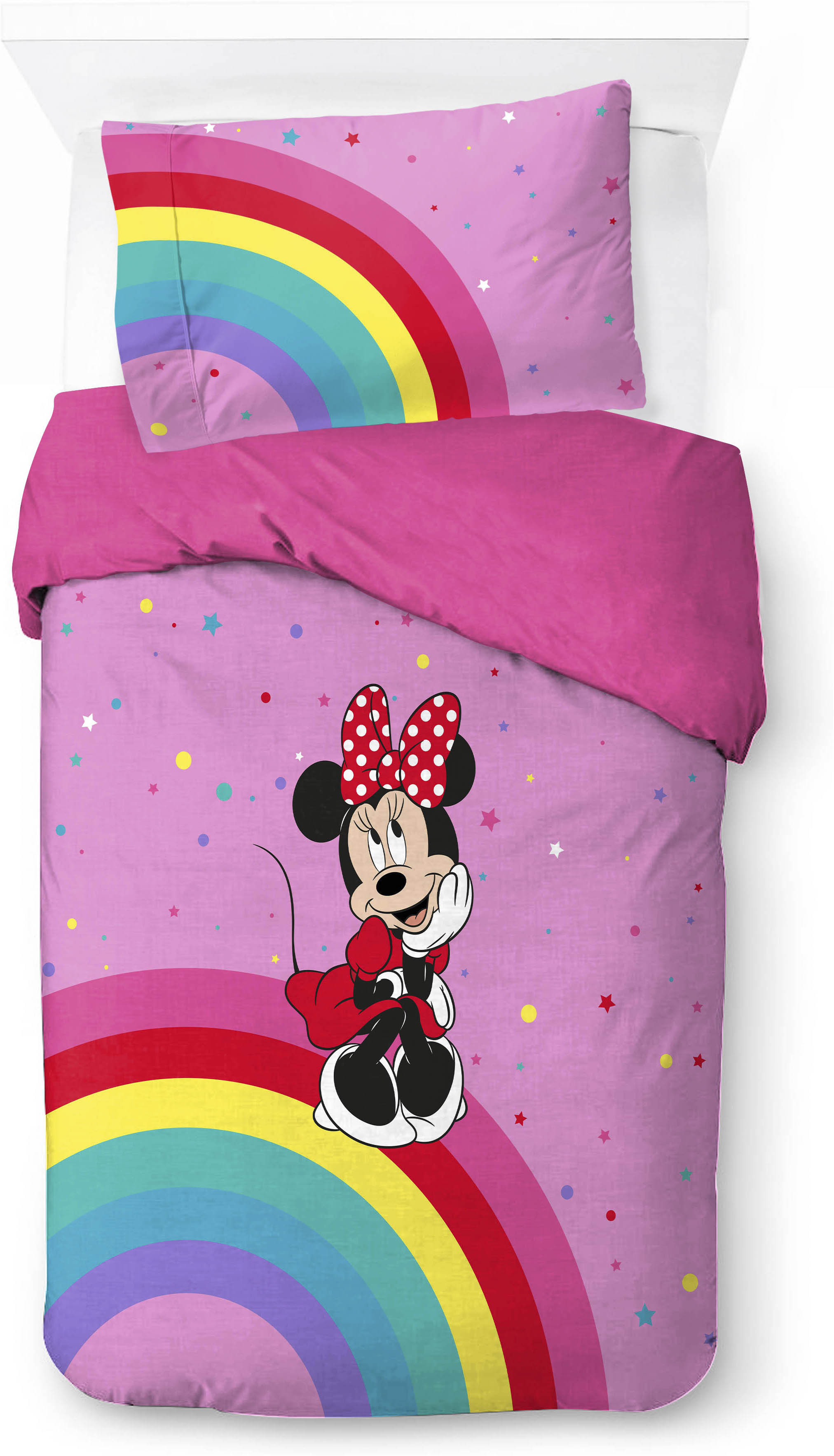 Disney Kinderbettwäsche "Minnie Mouse Rainbow" 2 100% Baumwolle