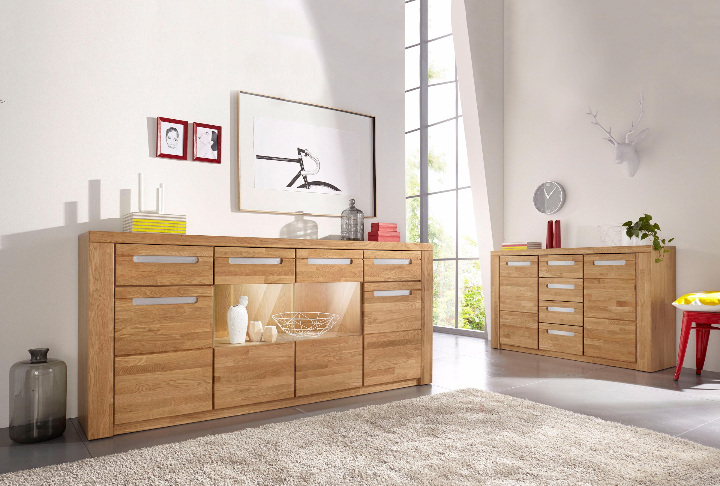 Home affaire Sideboard »Kolding«, Breite 200 cm mit 2 Glastüren und 2 Holztüren