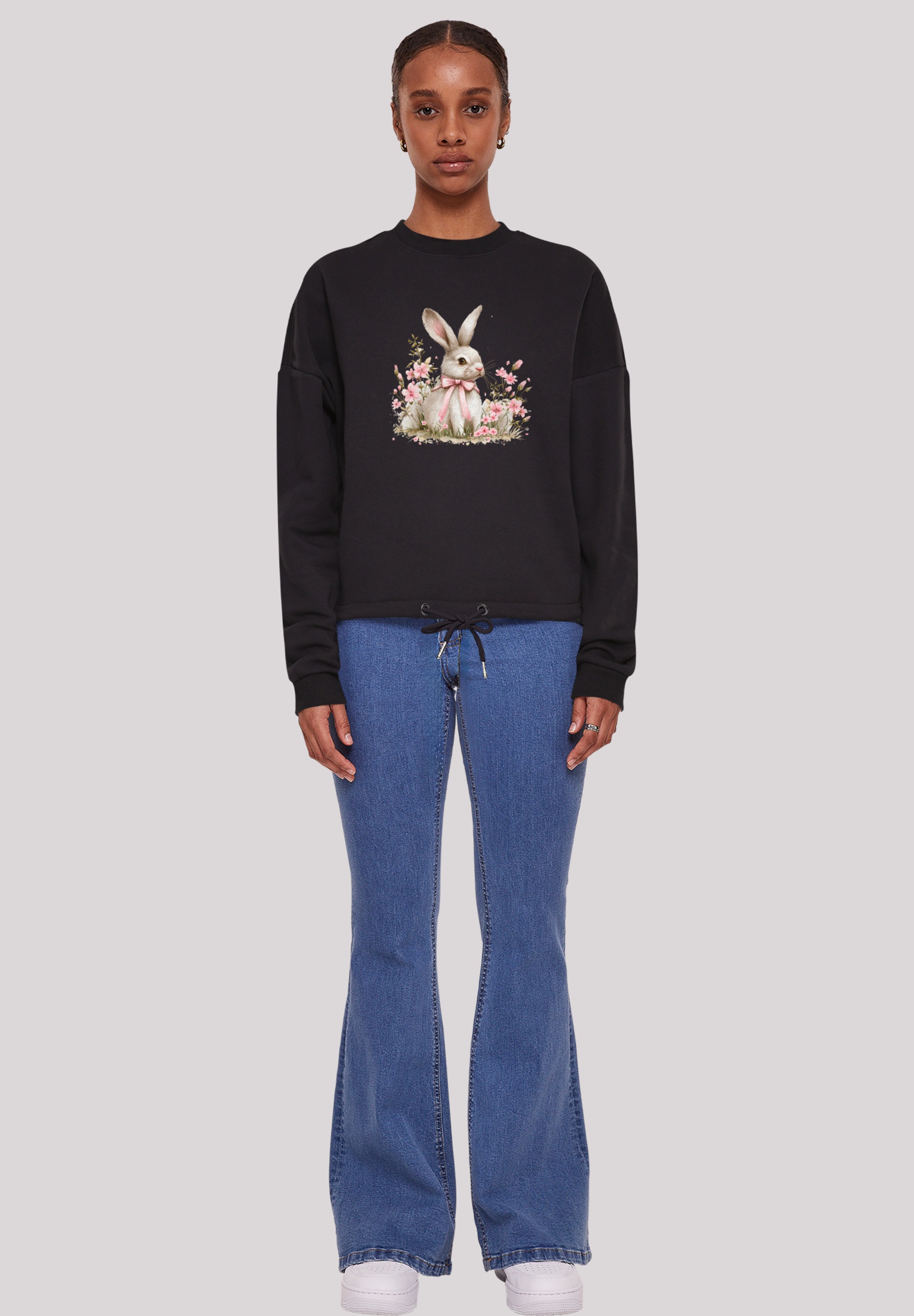 F4NT4STIC Sweatshirt »Niedlicher Osterhase mit Blumen«, Premium Qualität