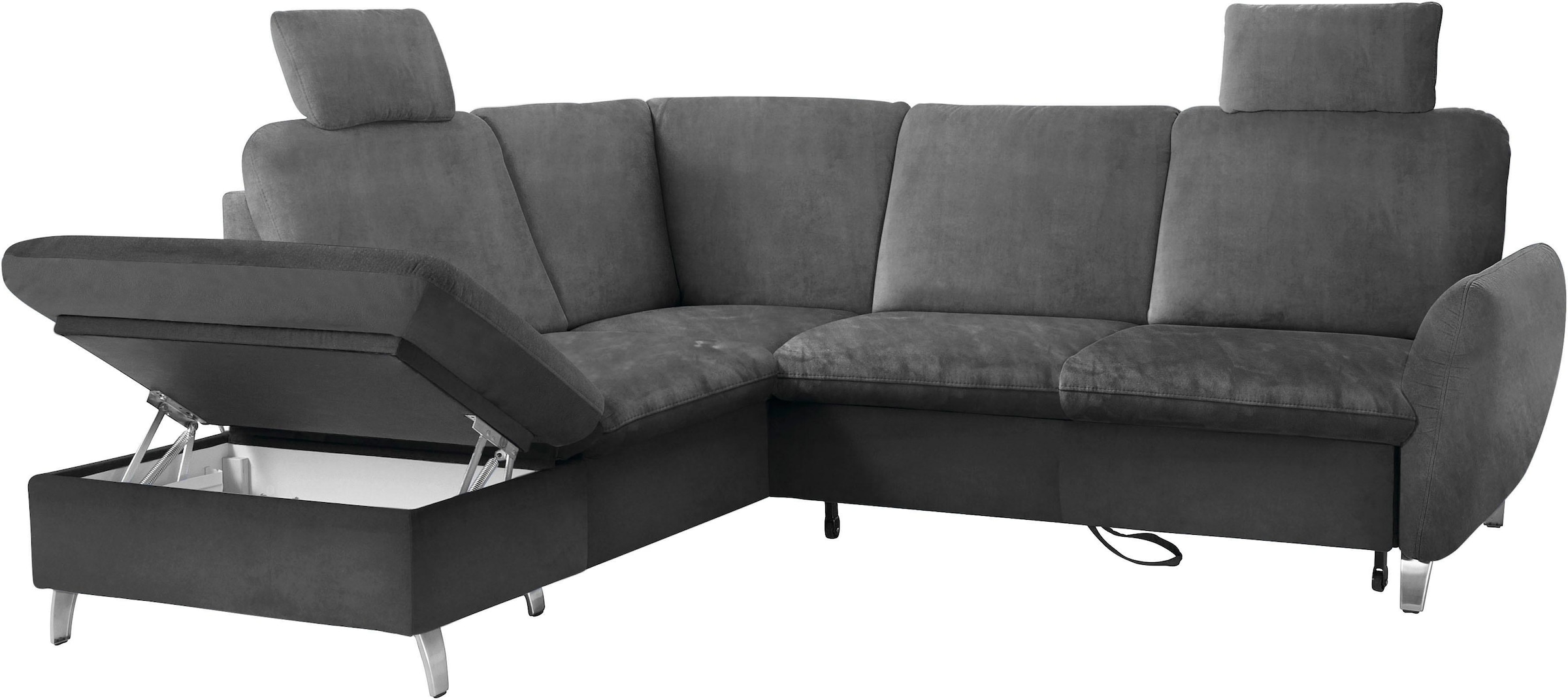 sit&more Ecksofa »Daytona L-Form«, mit Federkern, zwei Kopfstützen und wahlweise mit Bettfunktion