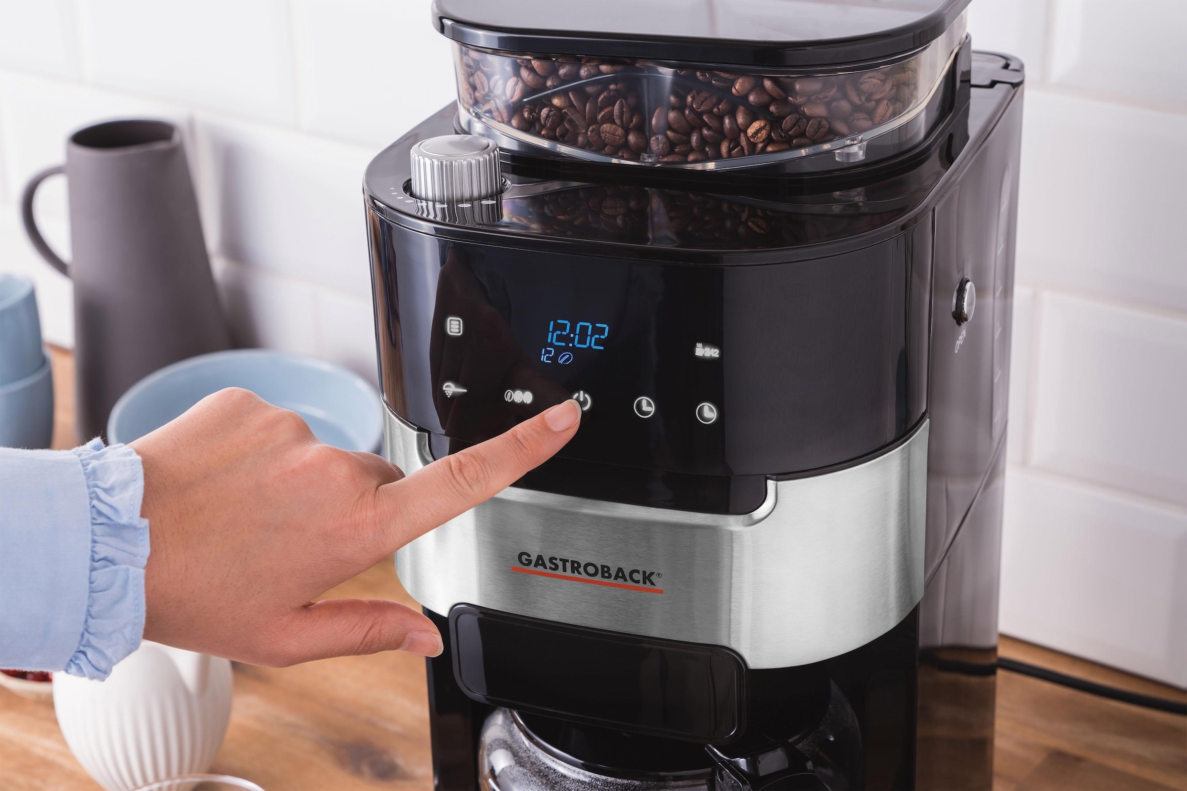 Gastroback Kaffeemaschine mit Mahlwerk »Grind & Brew Pro 42711«, 1,5 l Kaffeekanne, Permanentfilter, Timerfunktion, auch für Kaffeepulver verwendbar, Warmhaltefunktion