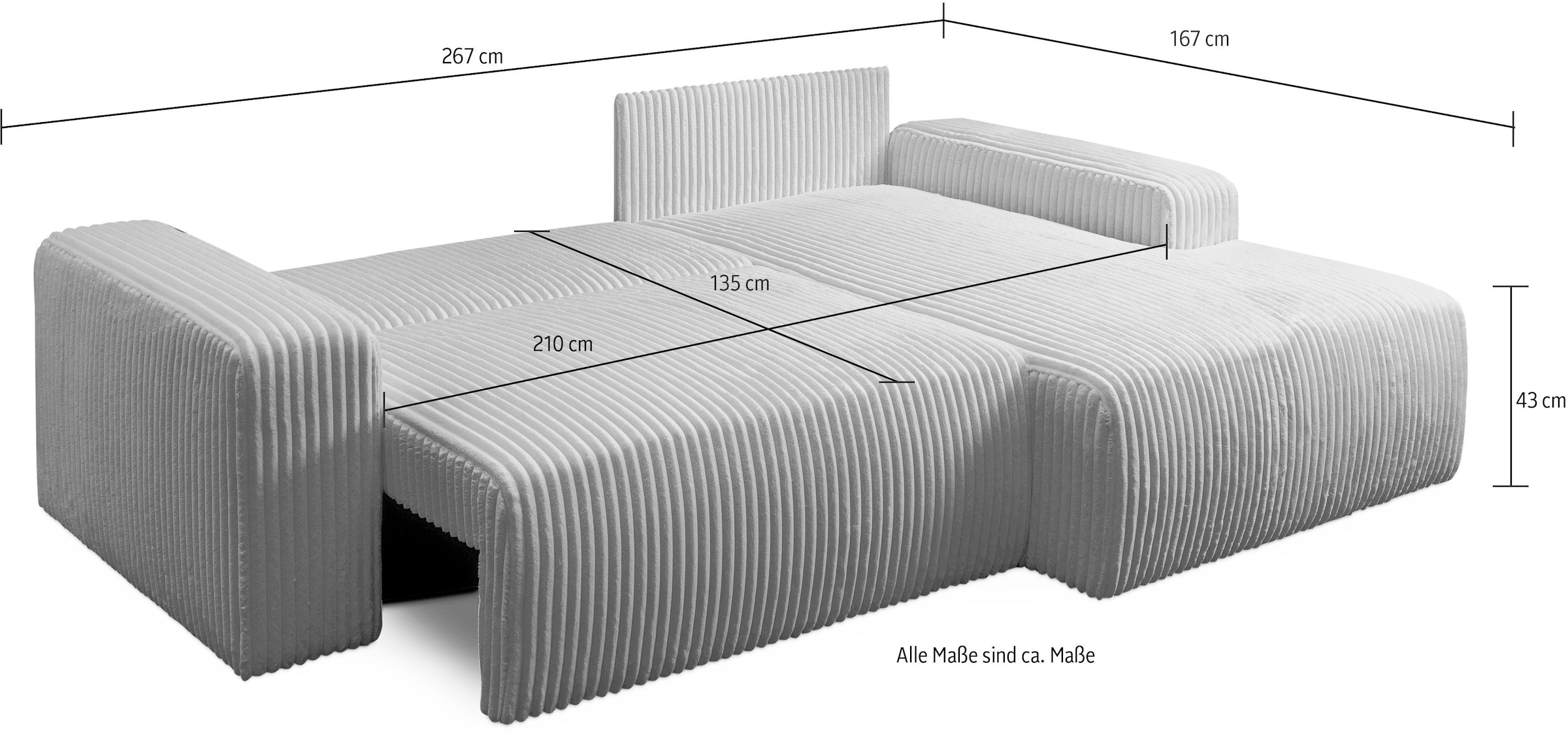 WERK2 Ecksofa »Rotterdam-L mit Bett & Bettkasten, urban Design, bequem, Cord« Cord, L-Form, Schlaffunktion, Bettkasten