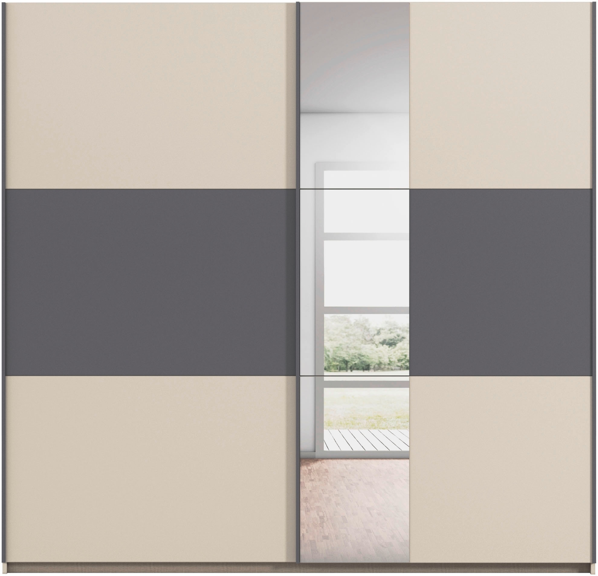 rauch Schwebetürenschrank »Kleiderschrank Schrank Garderobe Schlafzimmerschrank SAJO«, in 2 Breiten (218, 261 cm) optional mit Spiegel MADE IN GERMANY