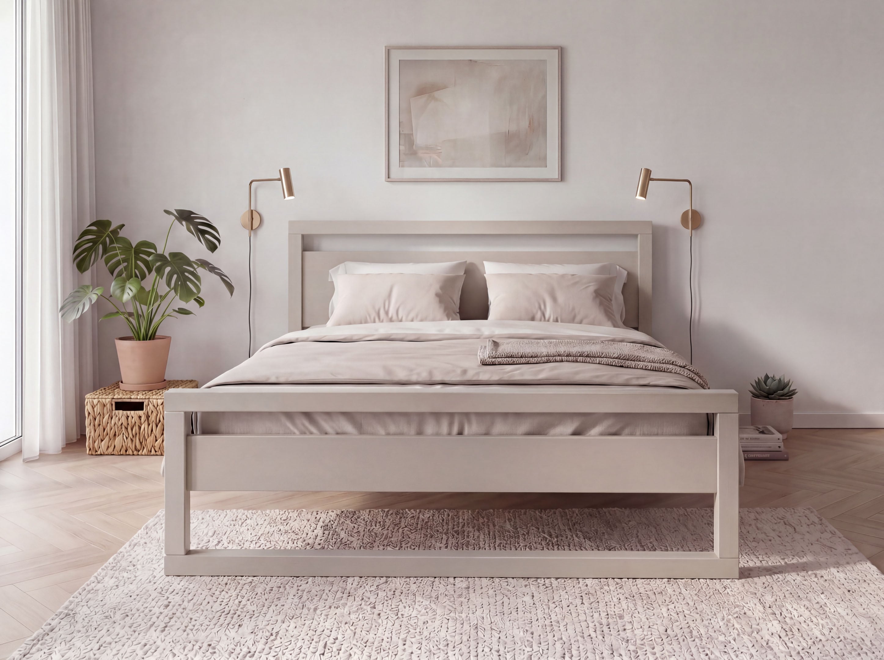 OTTO home Massivholzbett "Wellow, Kaschmir-Beige-Beige, Kiefer, inklusive Lattenrost" nordisch-modern, bis 180 kg belastbar, FSC & Made in Europe