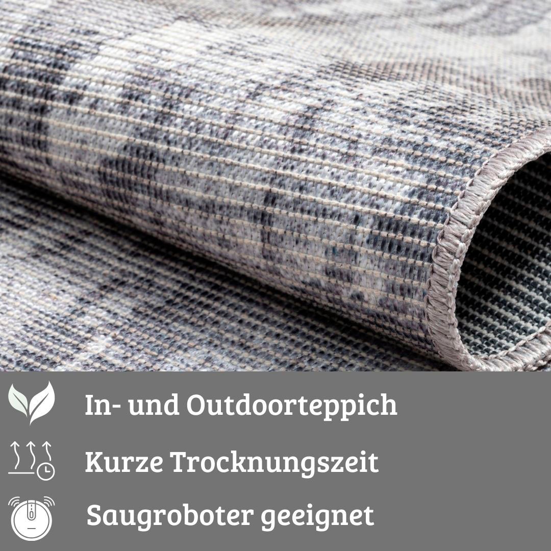 my home Teppich »Mülenen«, rechteckig, 10 mm Höhe, Kurzflor, modernes Design, waschbar, In- und Outdoor geeignet