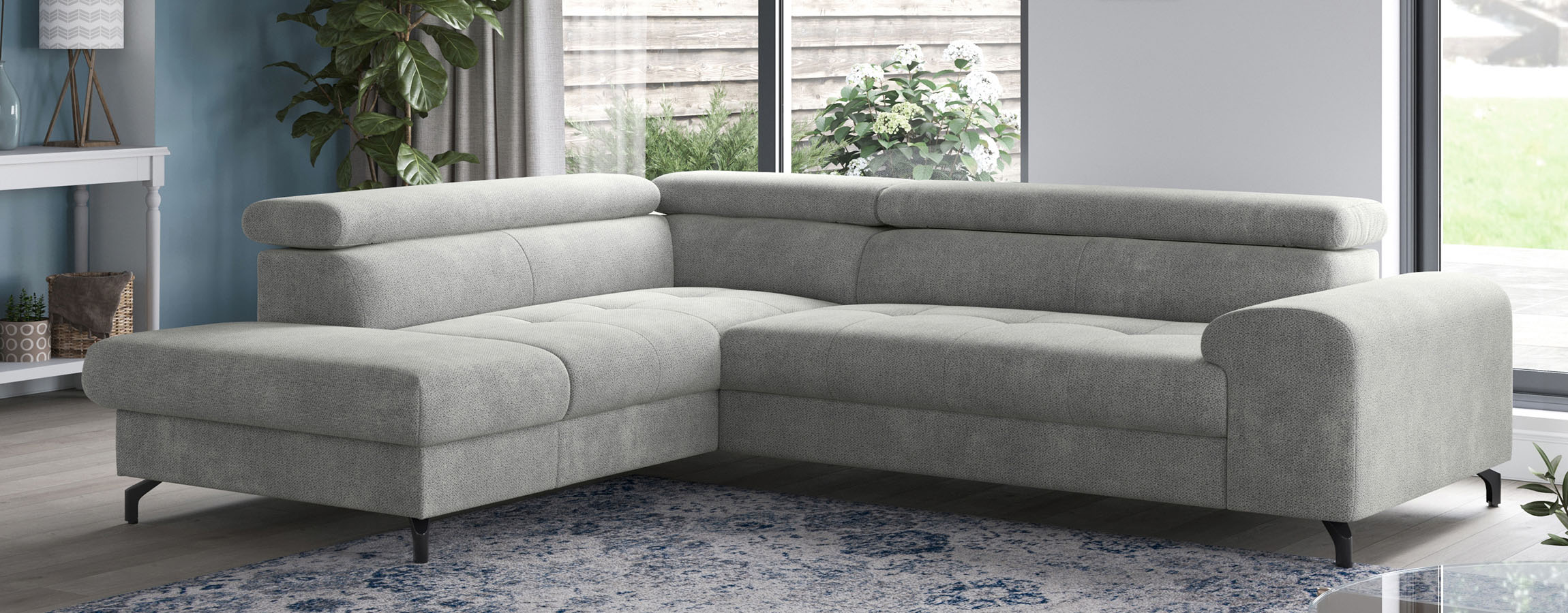 COTTA Ecksofa "Aura L-Form, B: 260 cm, inkl. Schlaffunktion, 3 verstellbare" Kopfteile, extra Bettkasten, Fußhöhe 12cm, Liegefläche 176x123cm