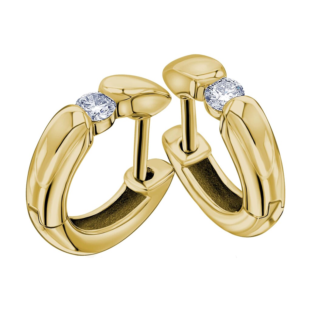 ONE ELEMENT Paar Creolen »0,15 ct Diamant Brillant Ohrringe Creolen aus 585 Gelbgold«, Damen Gold Schmuck